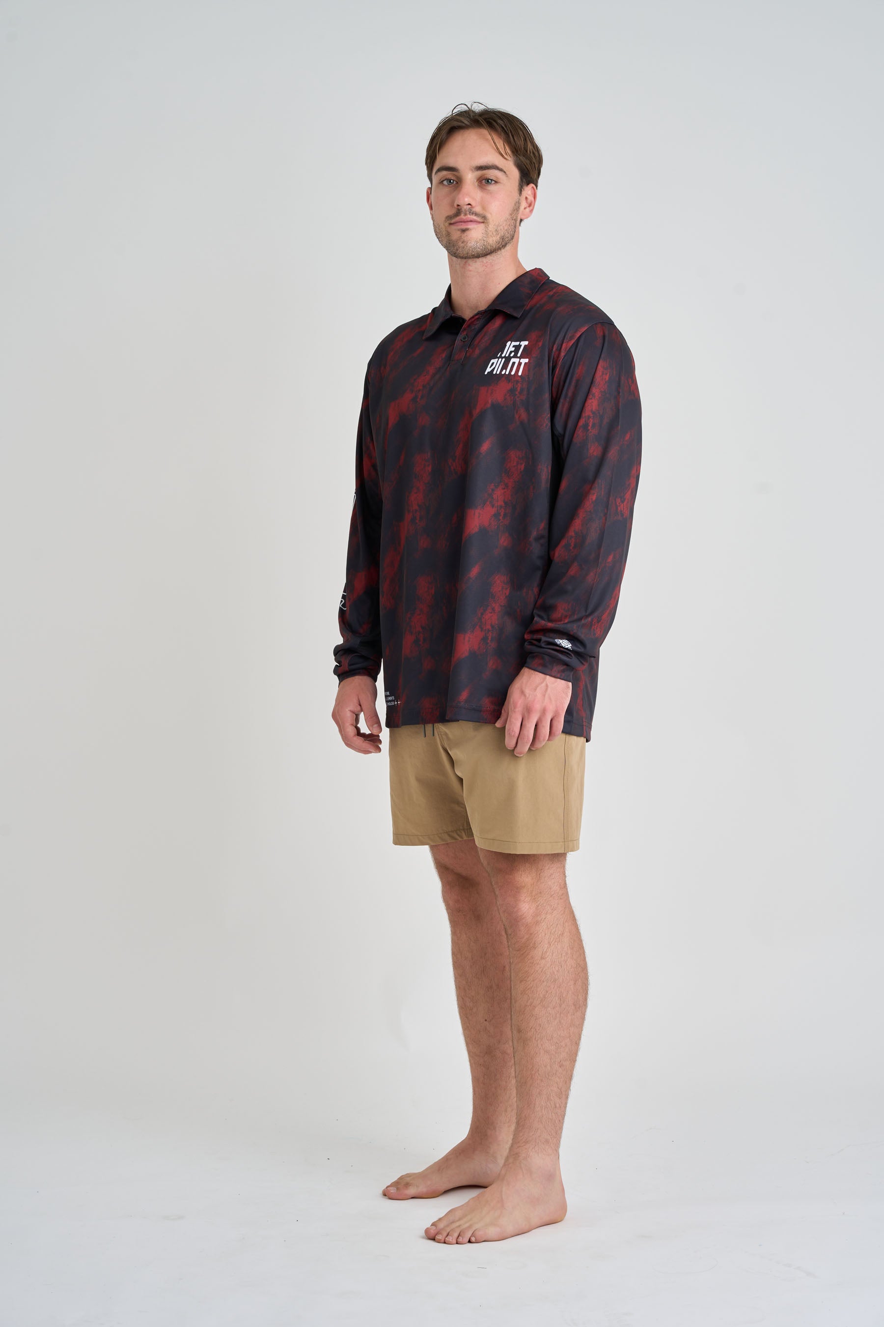 Jetpilot Venture Long Sleeve Fishing Polo - Red 2