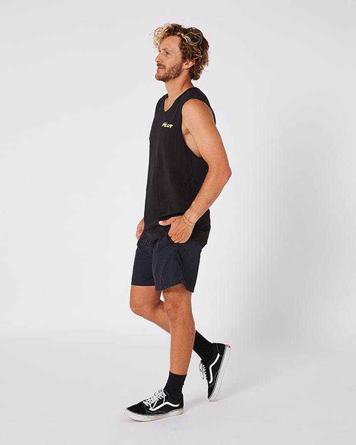 Jetpilot Raver Mens Muscle Tee - Black Lifestyle 1