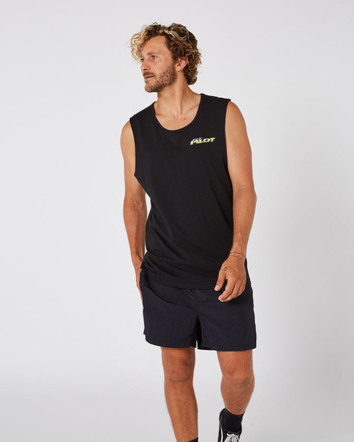 Jetpilot Raver Mens Muscle Tee - Black Lifestyle 11