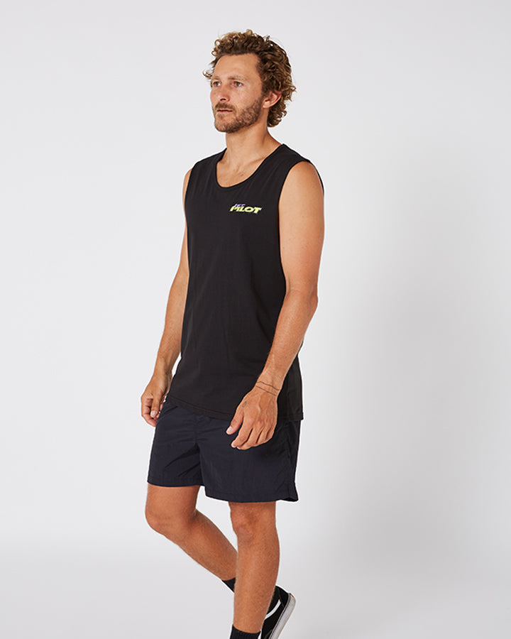 Jetpilot Raver Mens Muscle Tee - Black Lifestyle 10