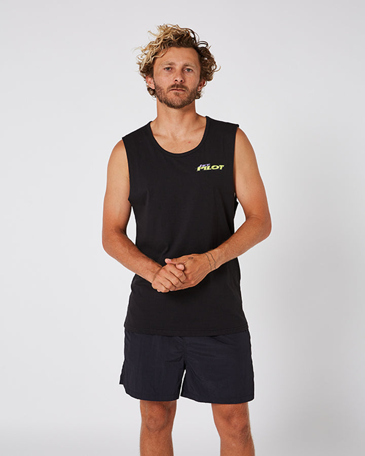 Jetpilot Raver Mens Muscle Tee - Black Lifestyle 5
