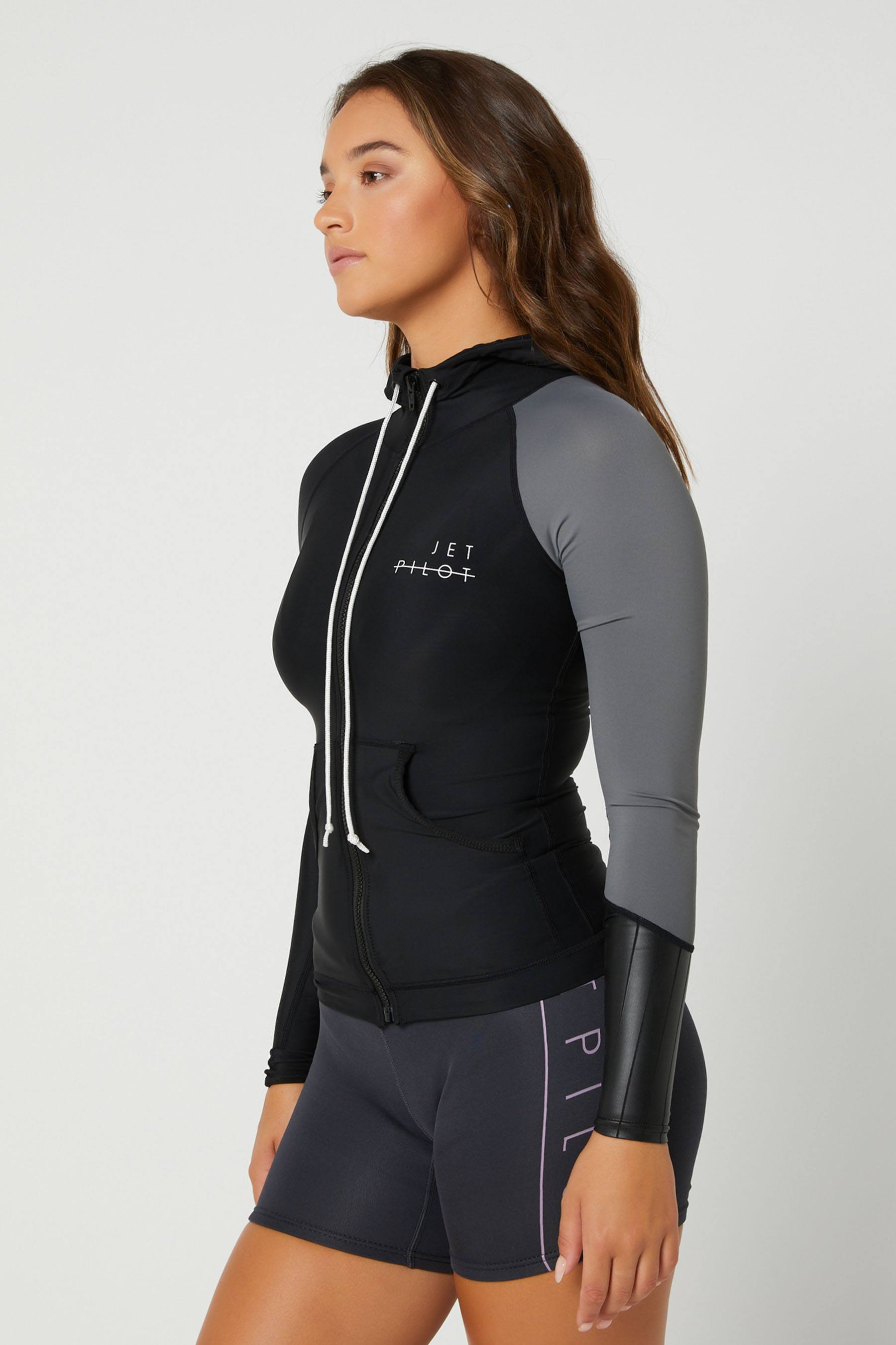 Jetpilot Cause Ladies LS Hooded Rashie Black 2