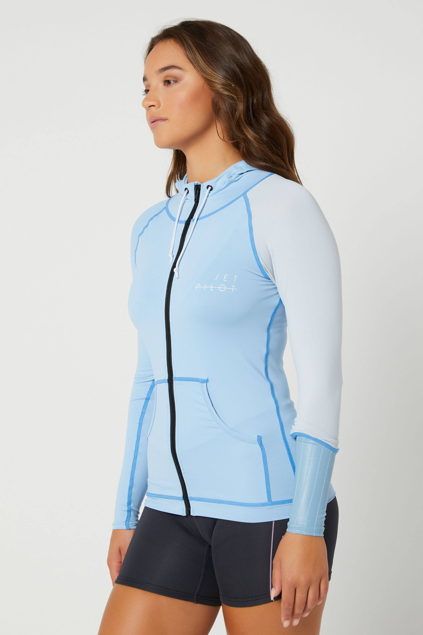 Jetpilot Cause Ladies LS Hooded Rashie Blue 2