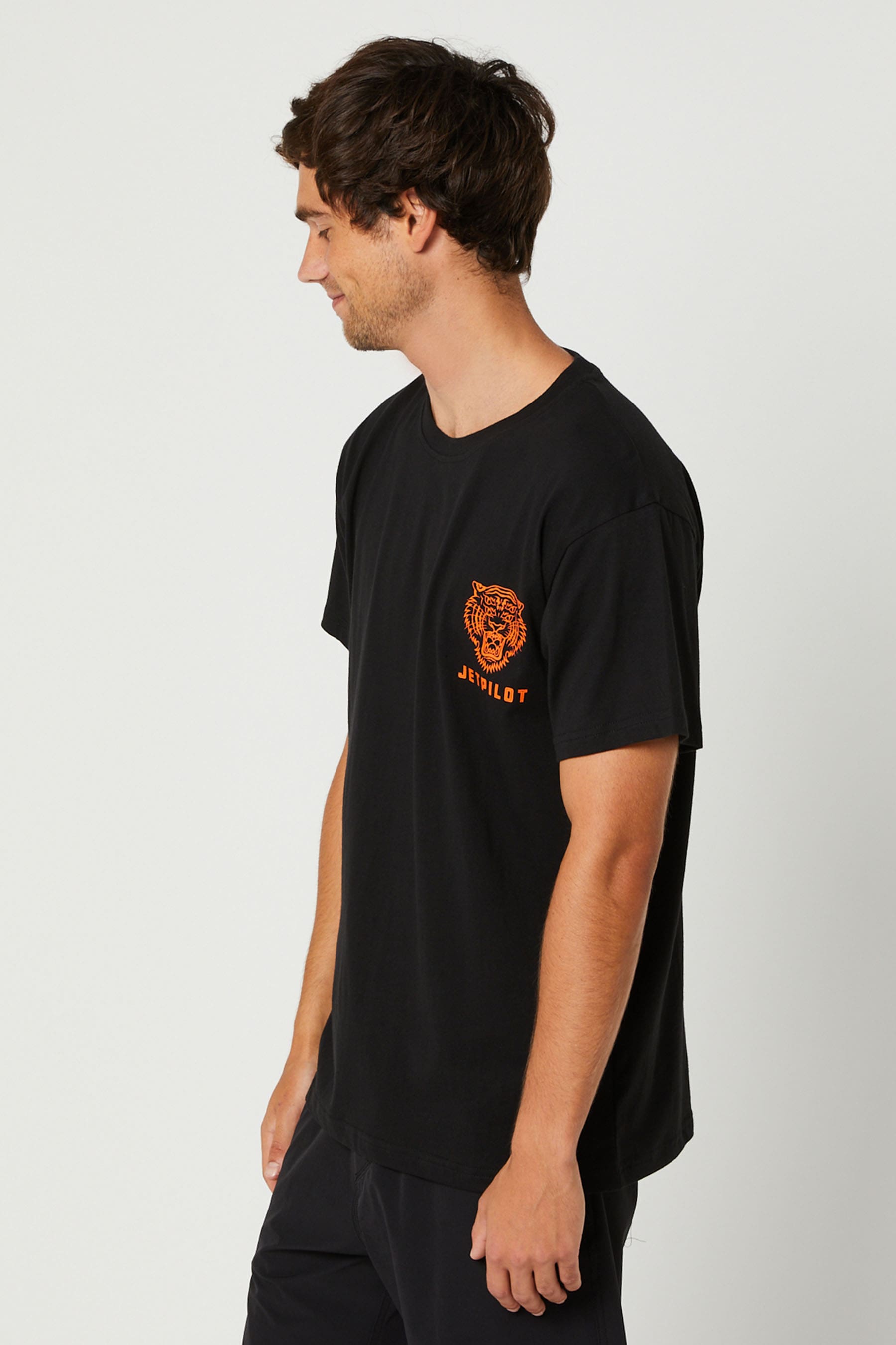 Tiger Mens SS T-Shirt Black Orange 6