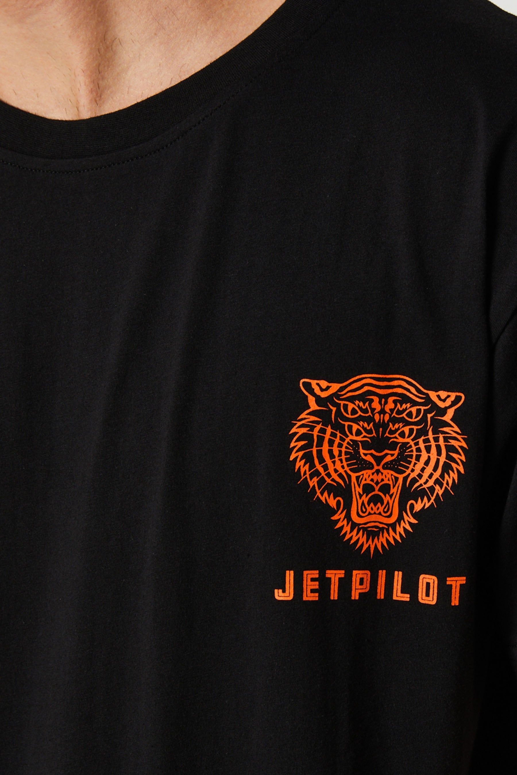 Tiger Mens SS T-Shirt Black Orange 3