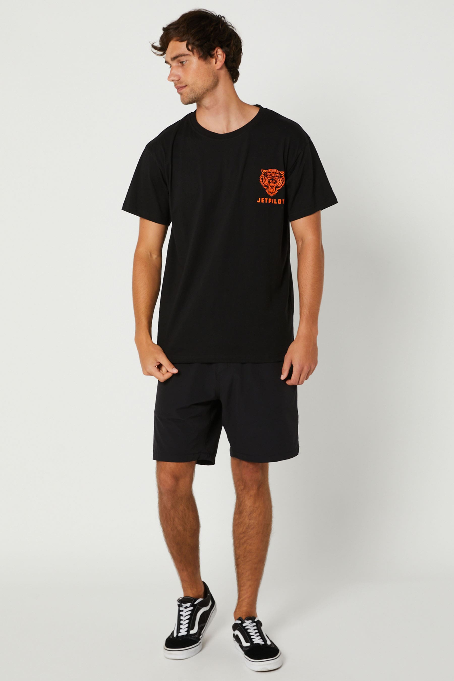 Tiger Mens SS T-Shirt Black Orange 6