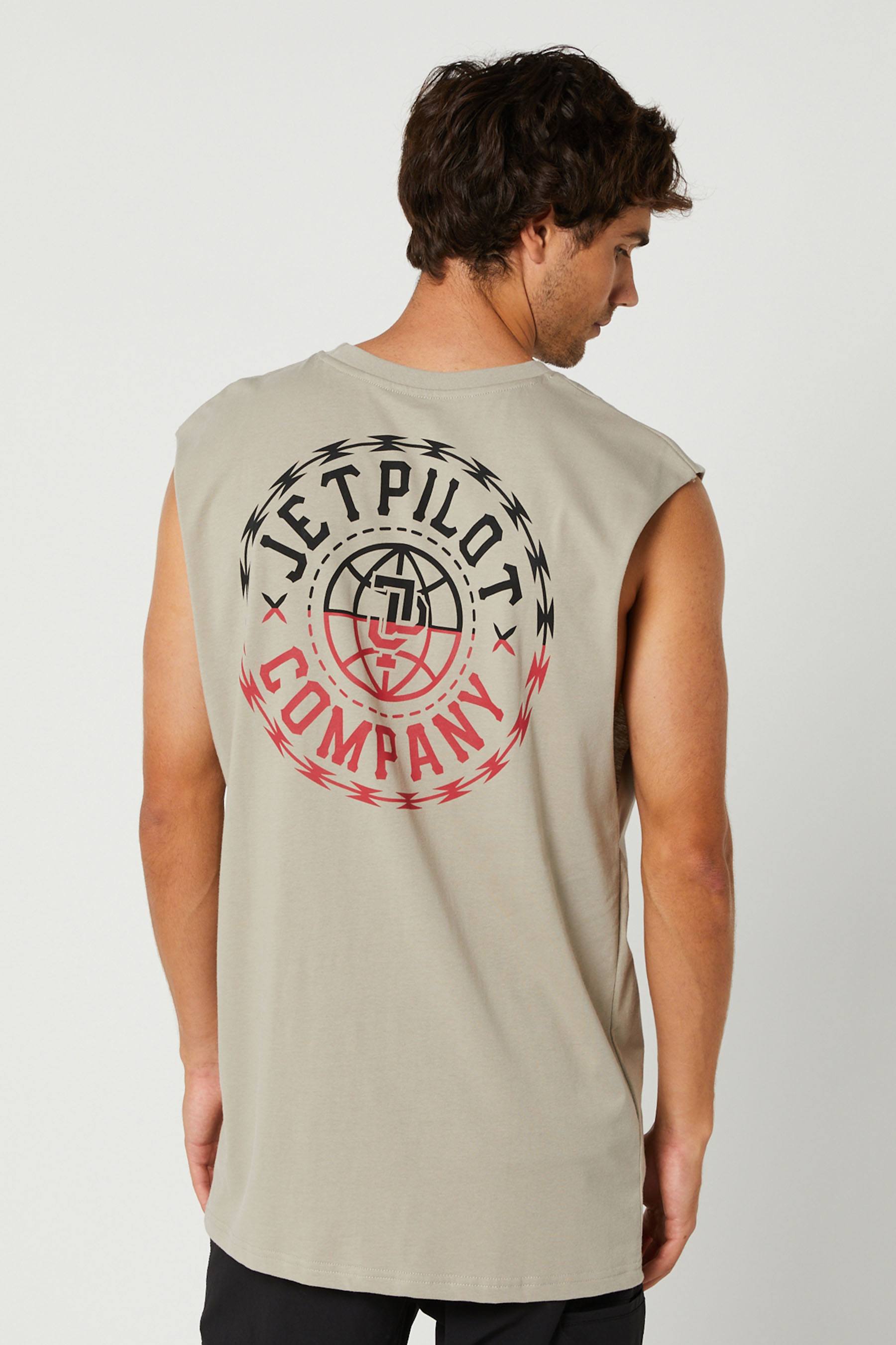 Jetpilot Hardcore Mens Muscle T-Shirt Warm Grey 4