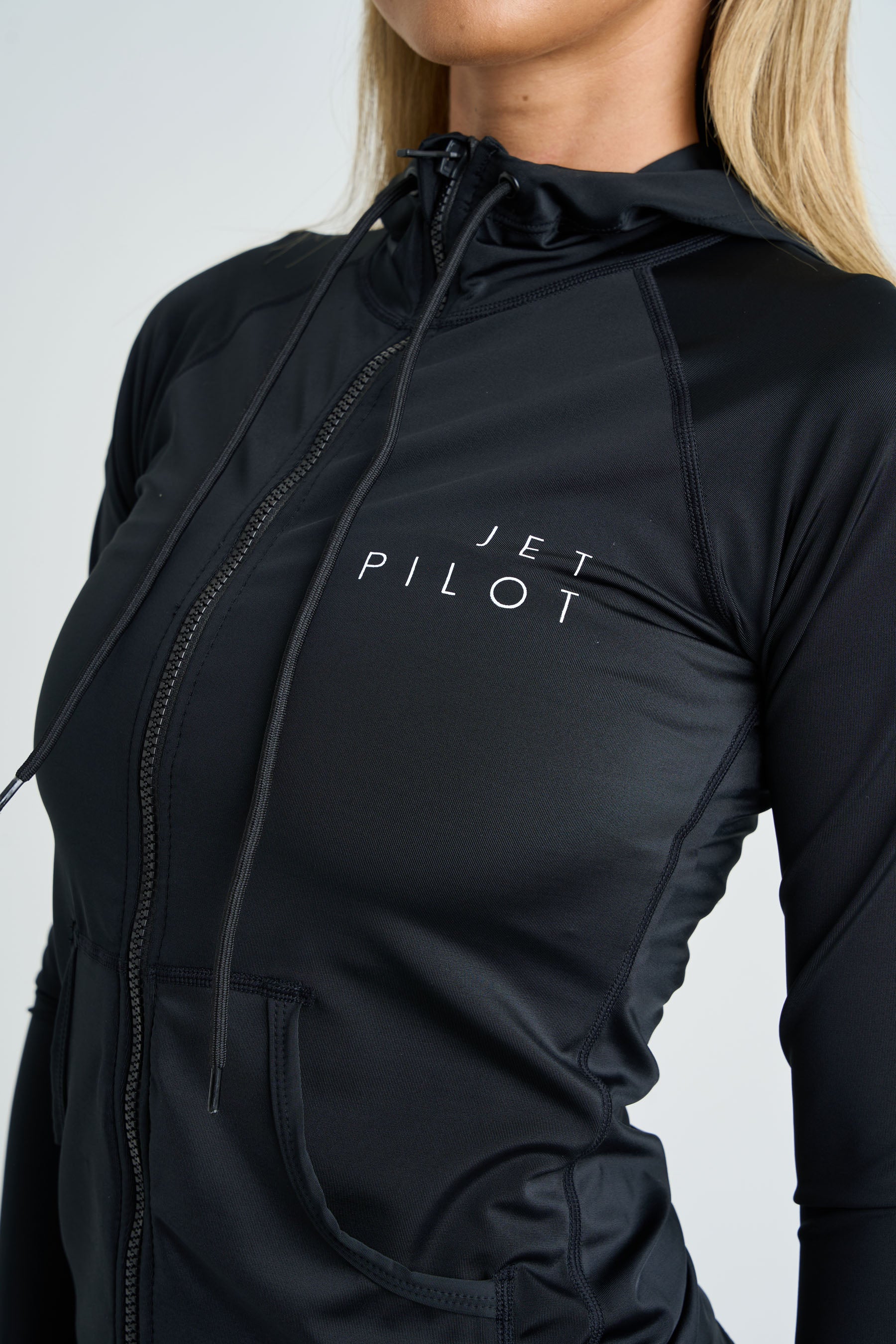 Jetpilot Corp Ladies Long Sleve Hooded Rashie - Black - photo 4 — image 2