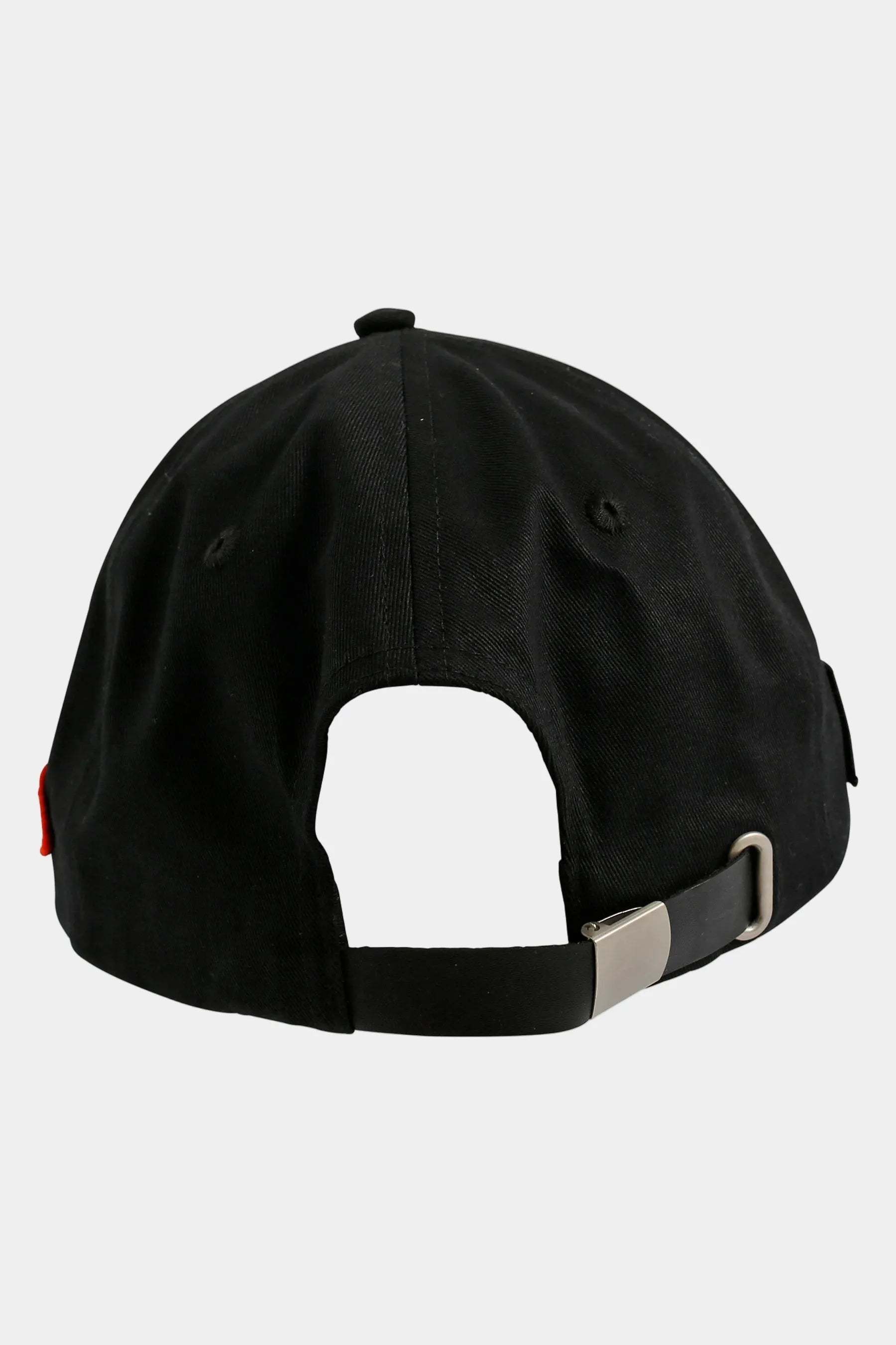 Black cap - back view - a light grey background