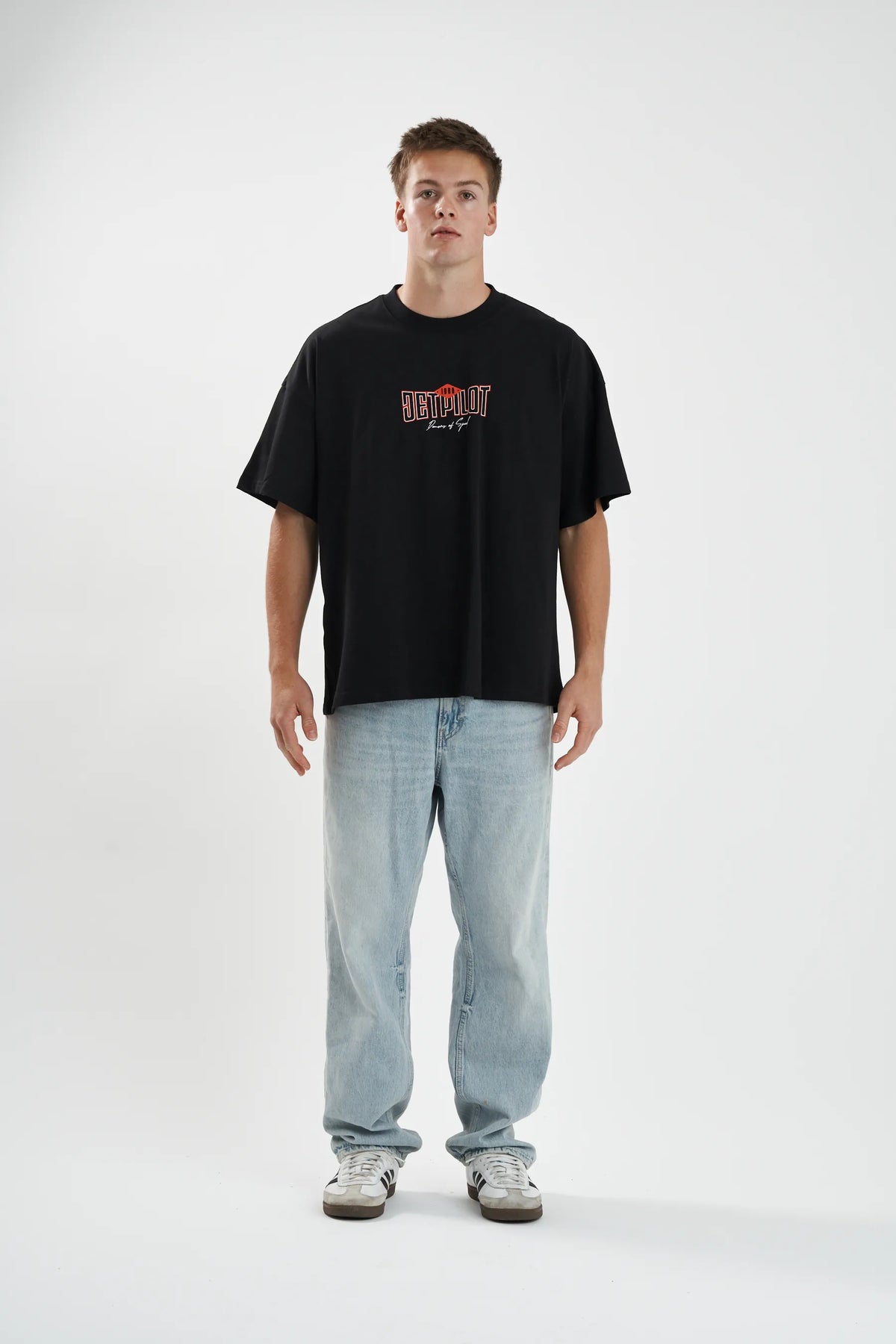 Jetpilot Demons Of Speed mens oversized graphic tee in Black/Red — view 4 of 12