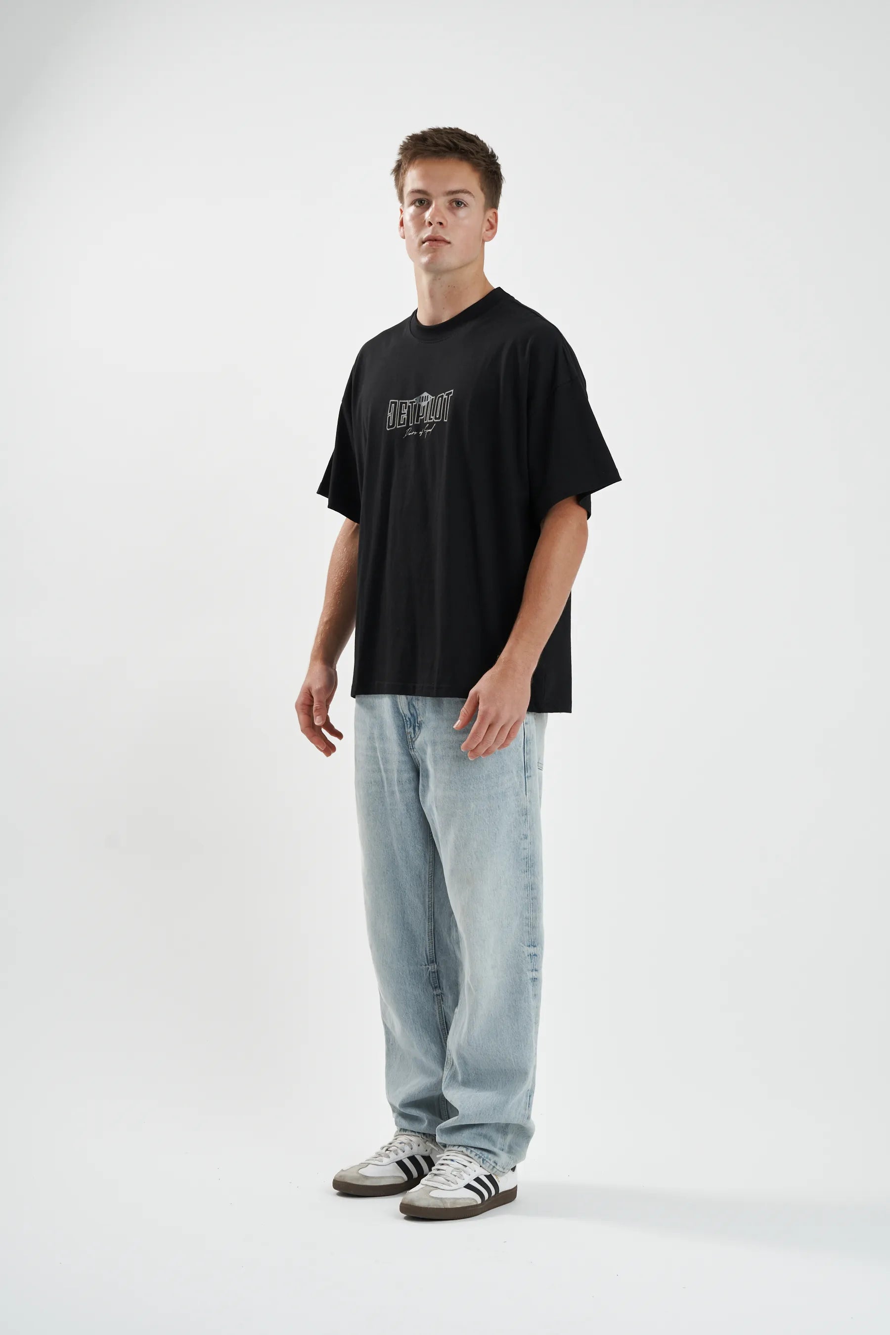 Jetpilot Demons Of Speed mens oversized graphic tee in Black/Grey — view 6 of 11