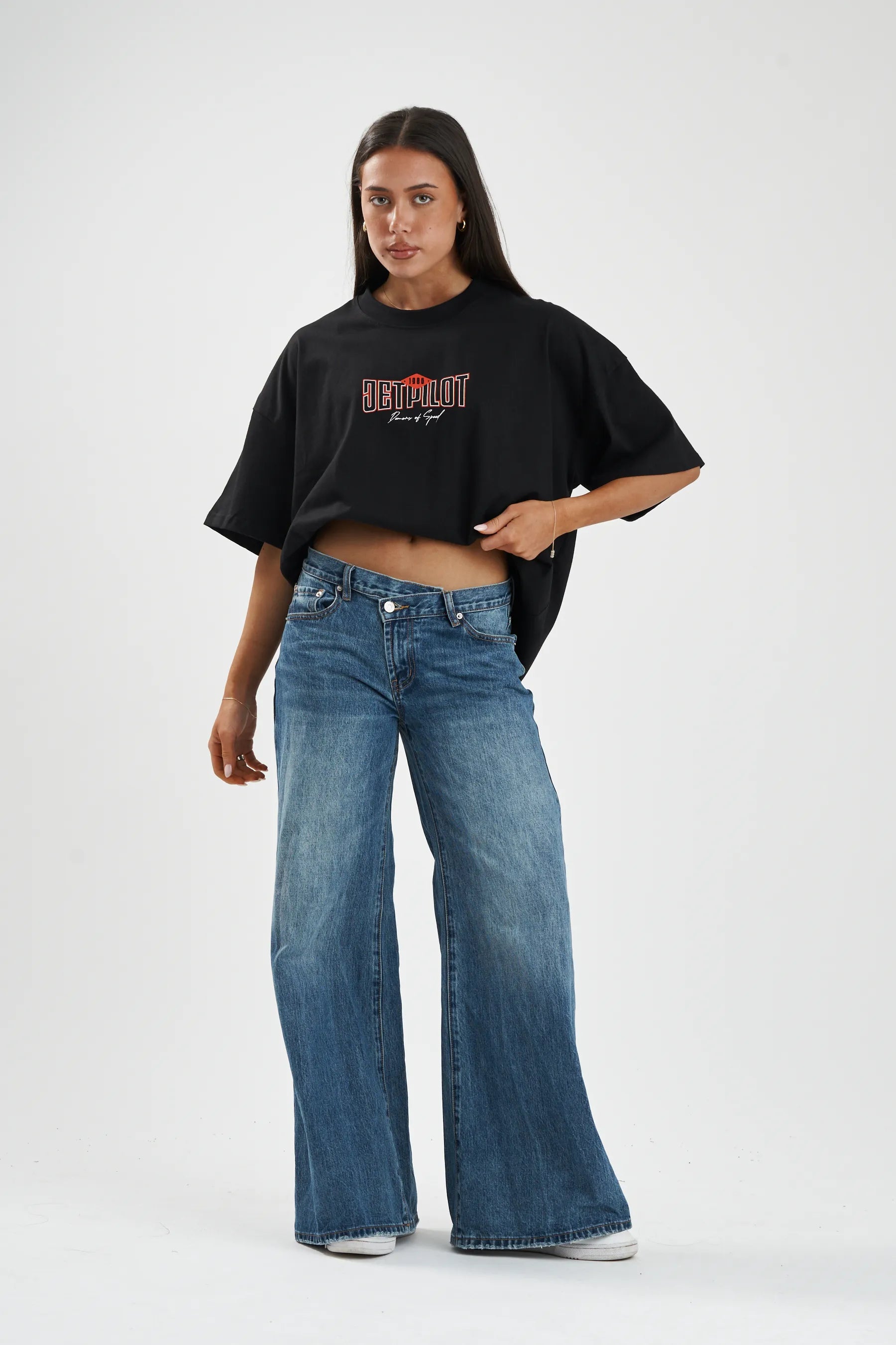 Jetpilot Demons Of Speed mens oversized graphic tee in Black/Red — view 10 of 12