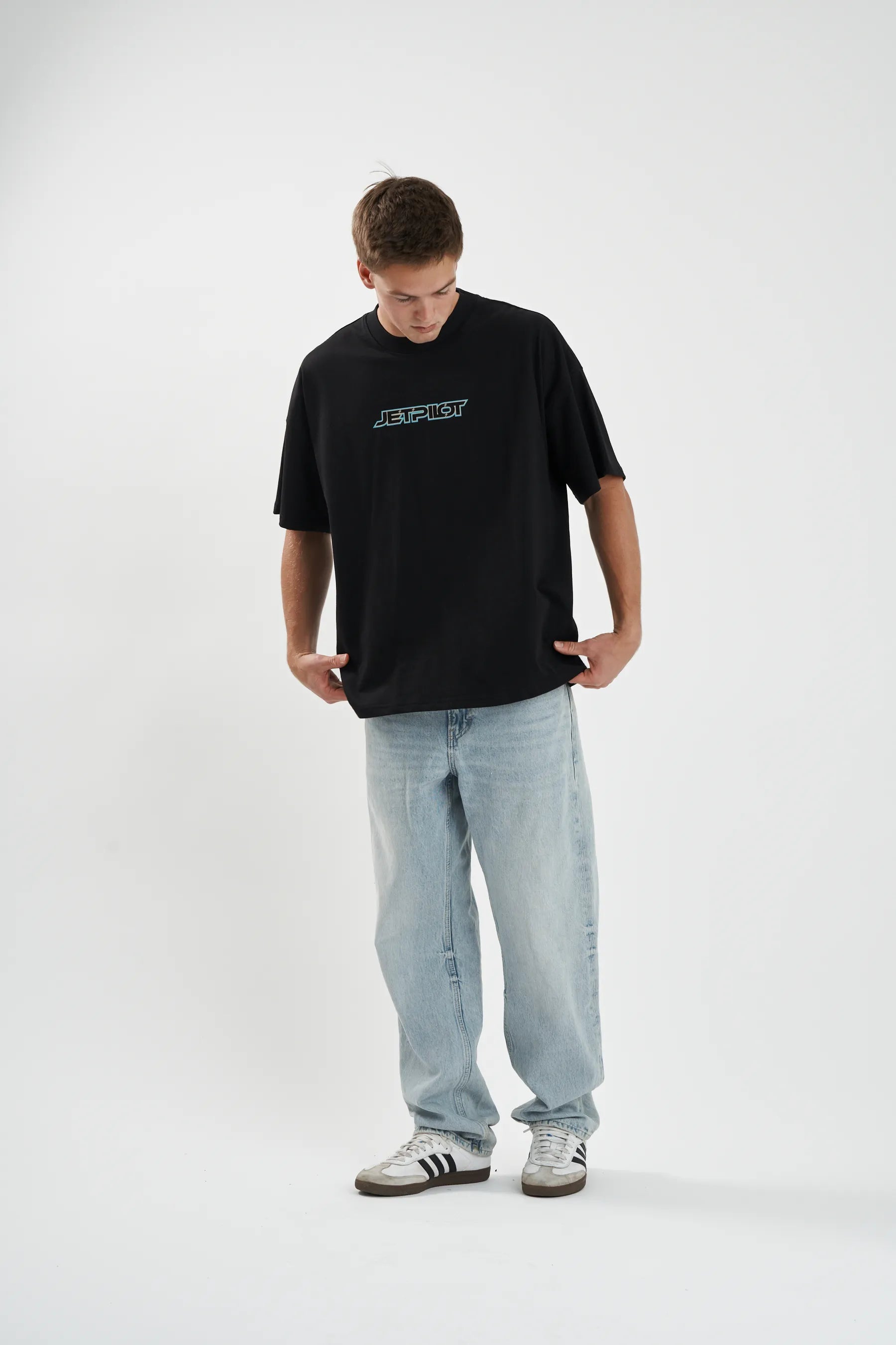 Jetpilot Stocked Up Spinal mens oversized graphic tee in Black — view 3 of 12