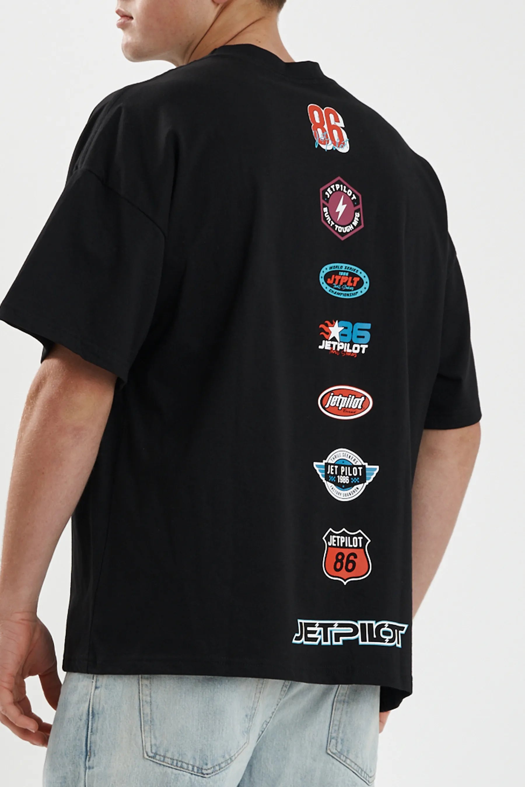 Jetpilot Stocked Up Spinal mens oversized graphic tee in Black — view 4 of 12