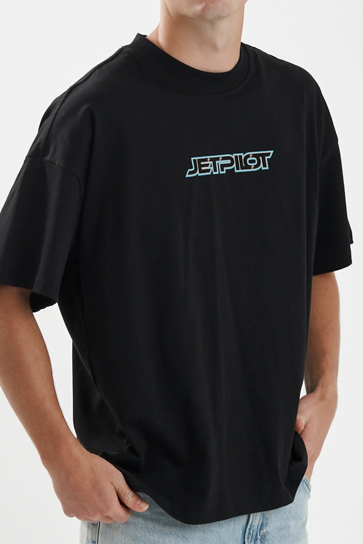 Jetpilot Stocked Up Spinal mens oversized graphic tee in Black — view 8 of 12