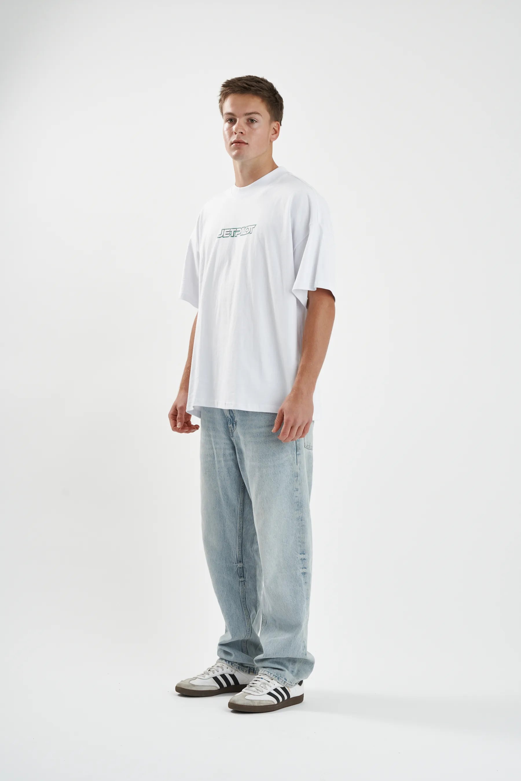 Jetpilot Stocked Up Spinal mens oversized graphic tee in White — view 6 of 13