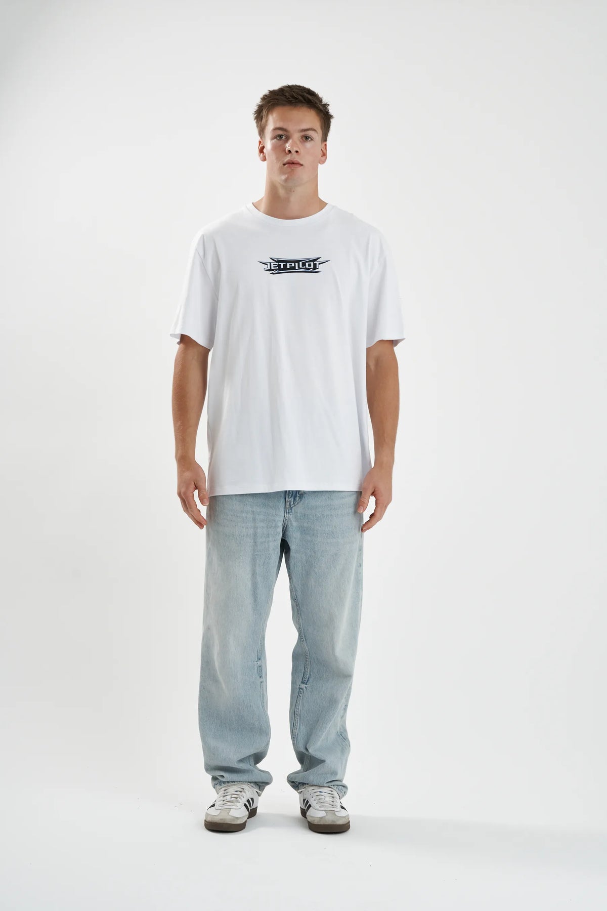 Jetpilot Velocity mens oversized graphic tee in White — view 7 of 8