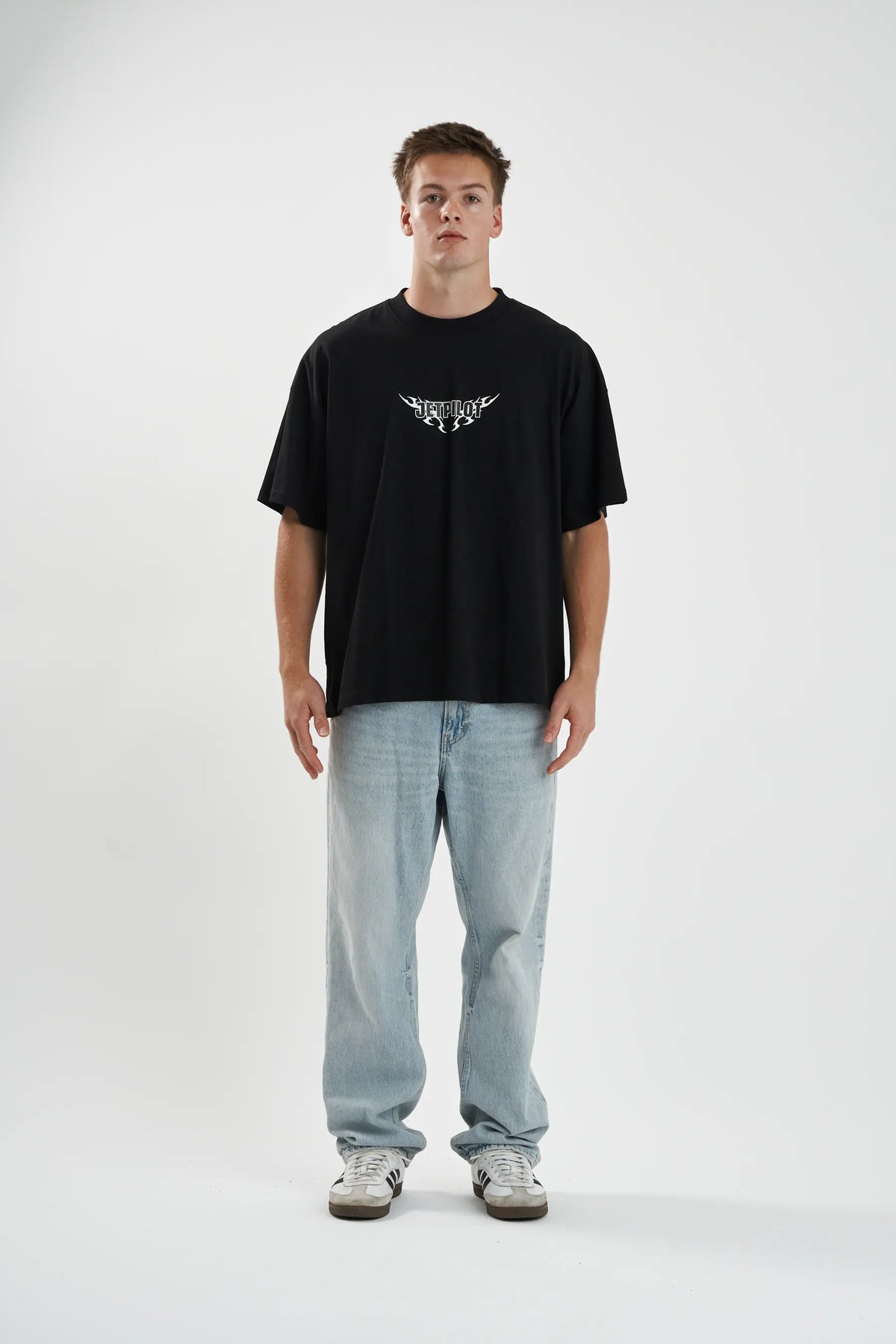 Jetpilot Company mens oversized graphic tee in Black — view 11 of 11