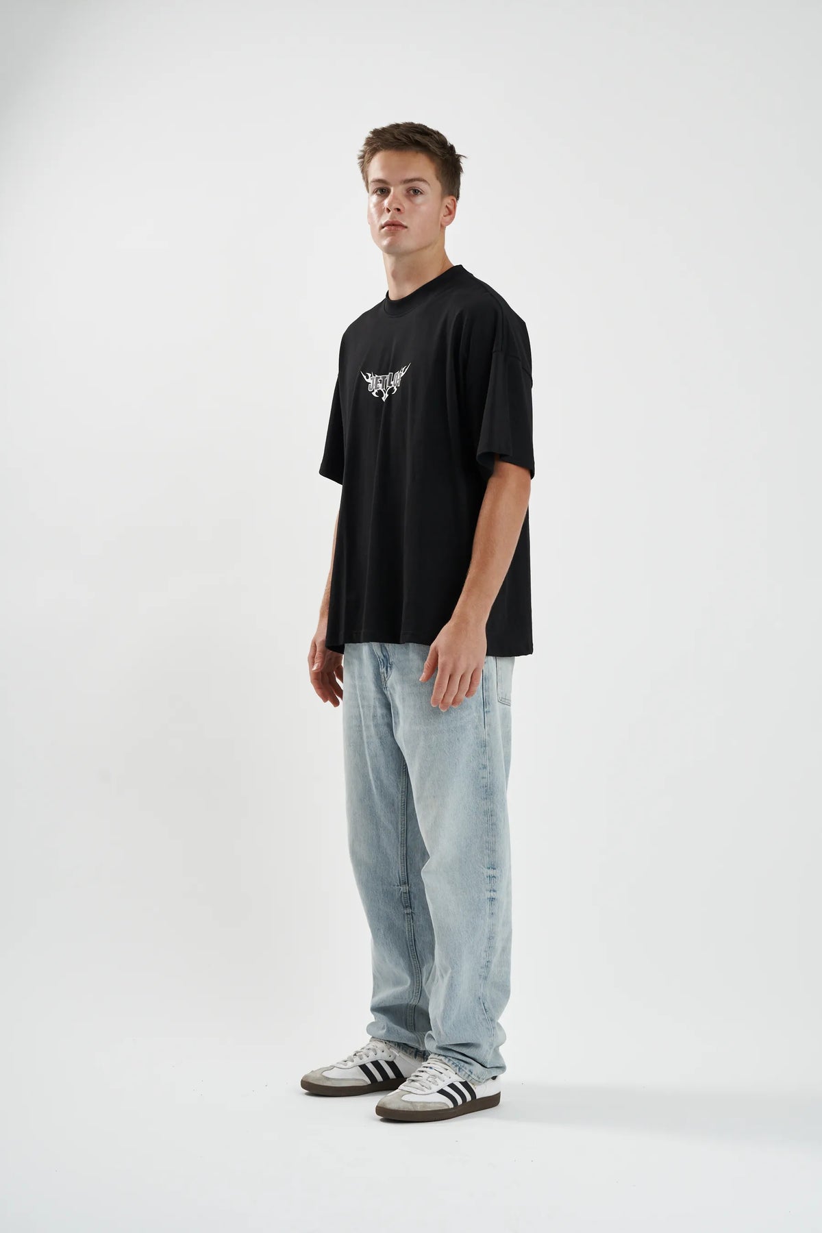 Jetpilot Company mens oversized graphic tee in Black — view 4 of 11