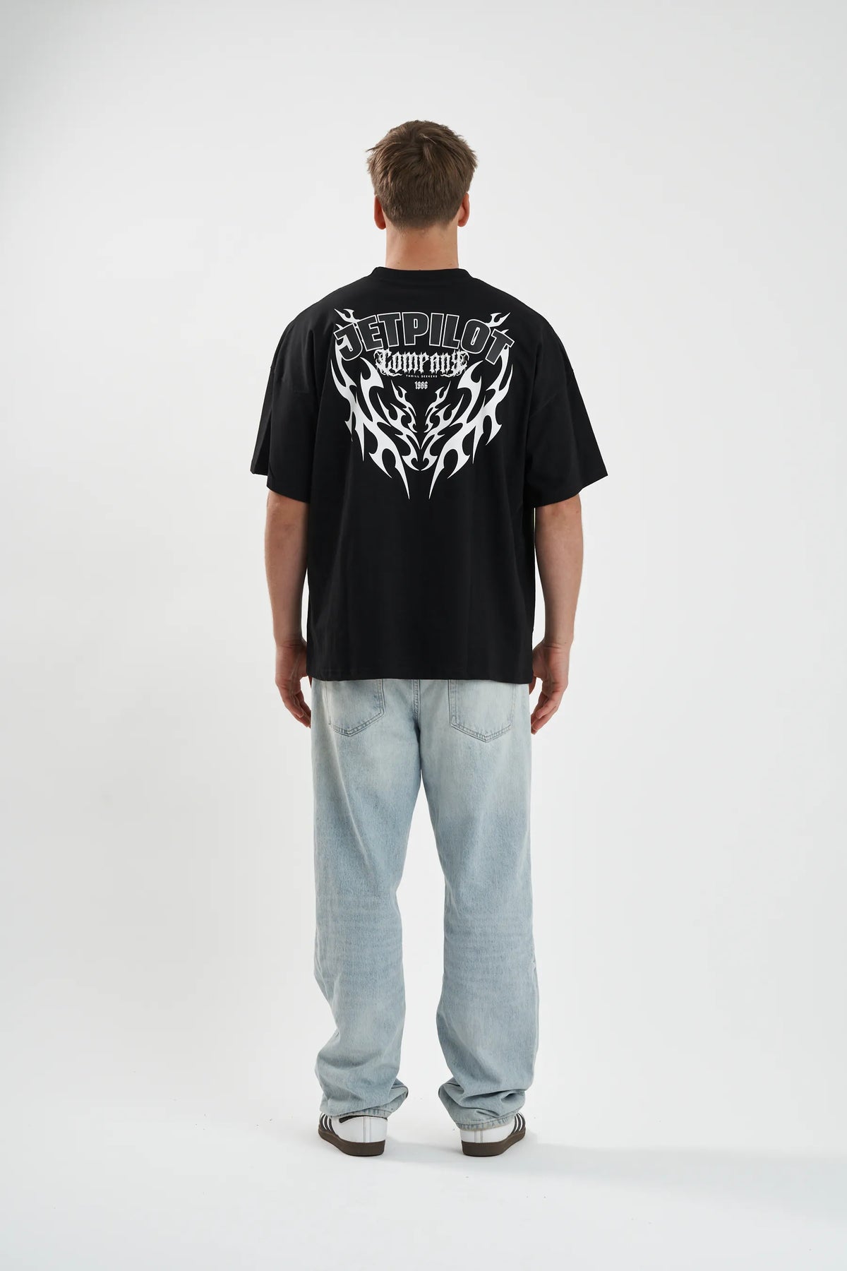 Jetpilot Company mens oversized graphic tee in Black — view 5 of 11