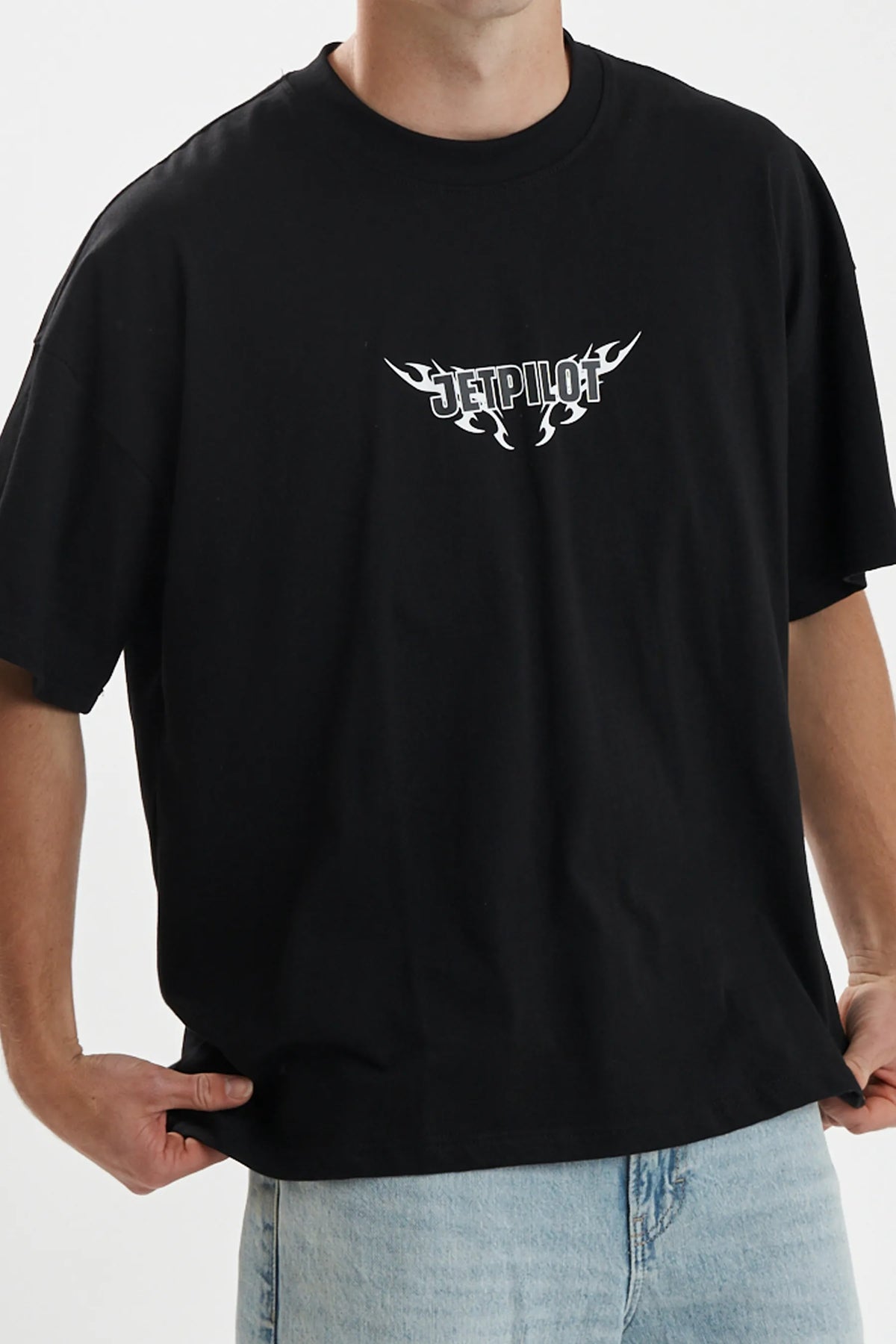 Jetpilot Company mens oversized graphic tee in Black — view 6 of 11