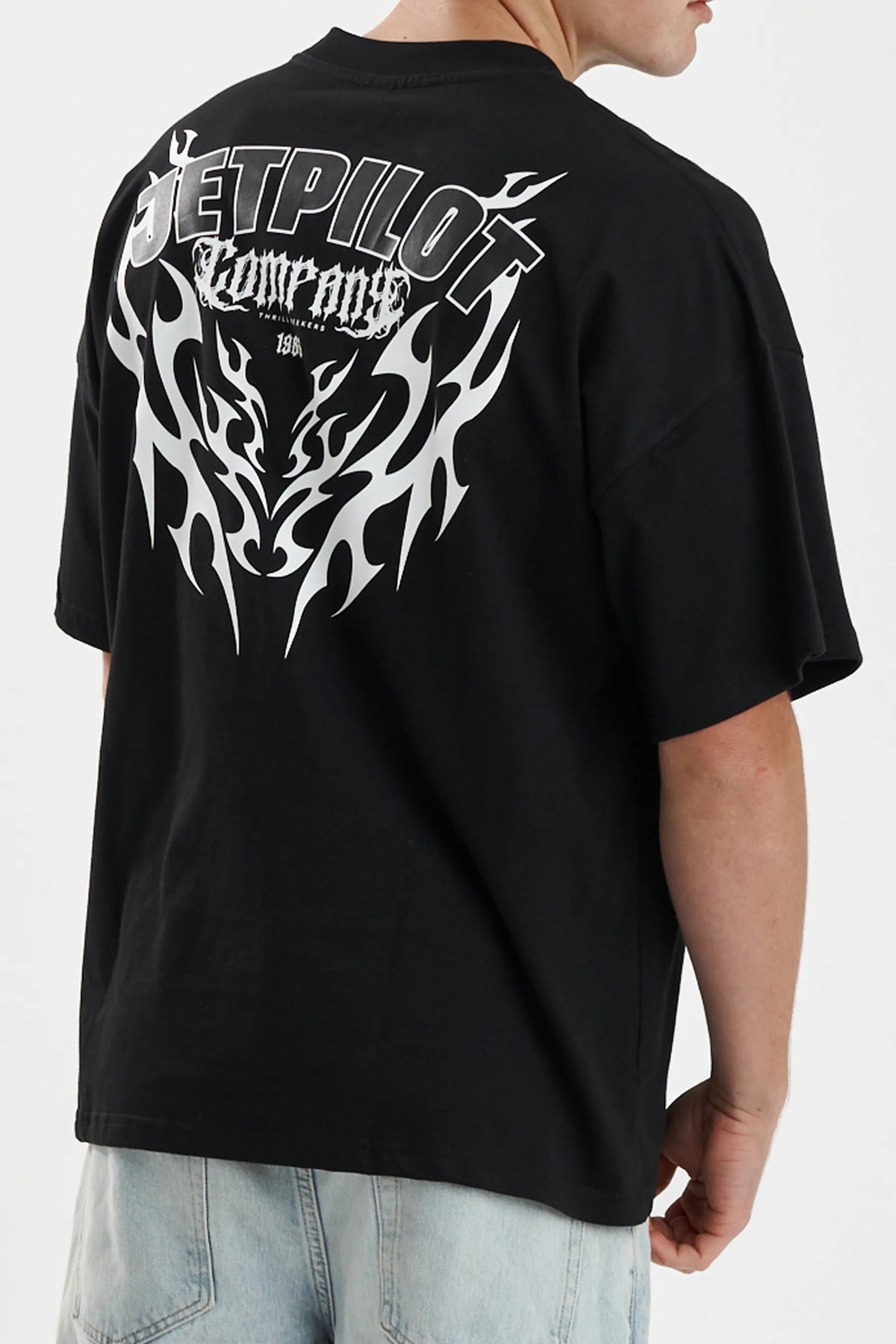 Jetpilot Company mens oversized graphic tee in Black — view 9 of 11