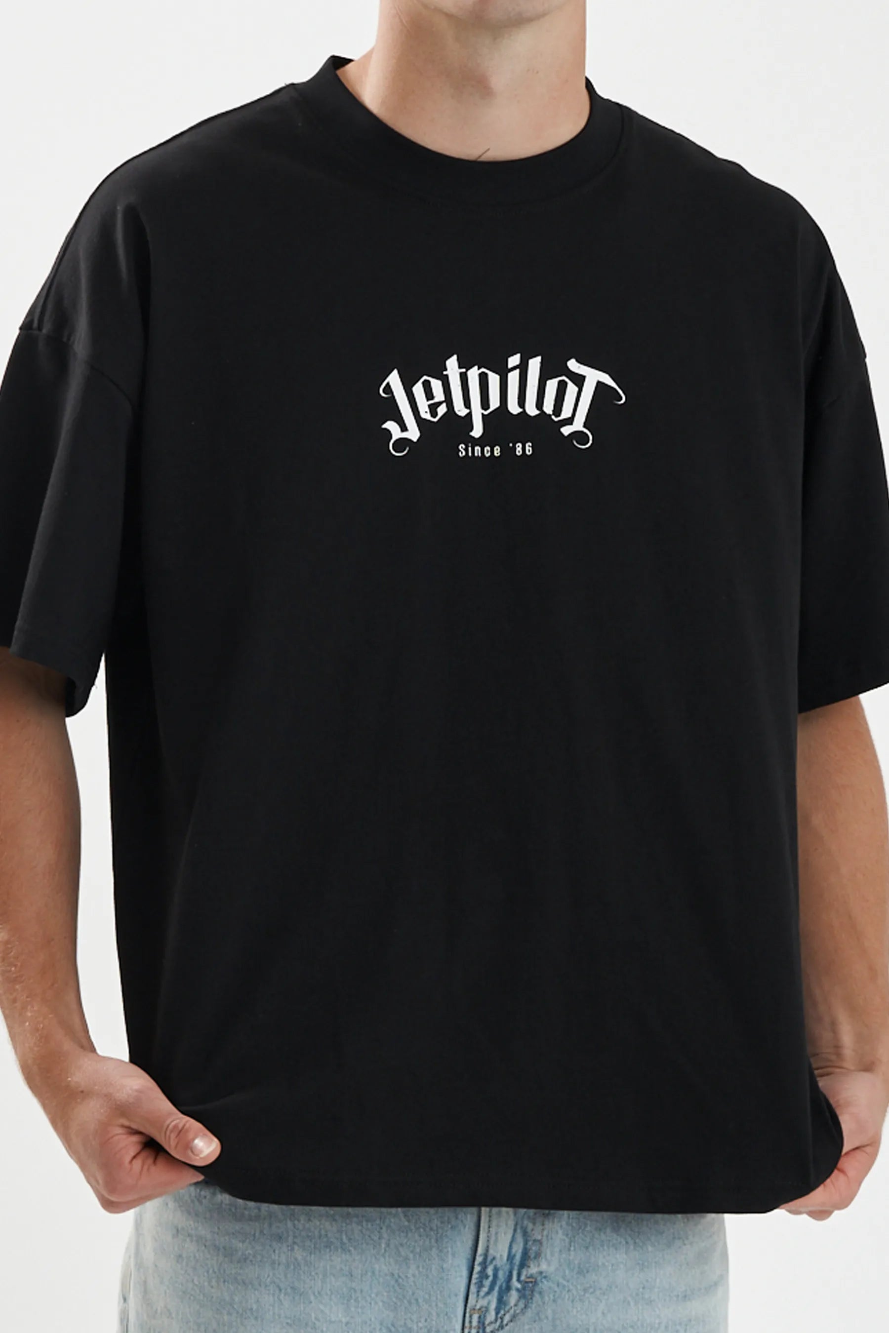 Jetpilot Plastered mens oversized graphic tee in Black — view 6 of 7