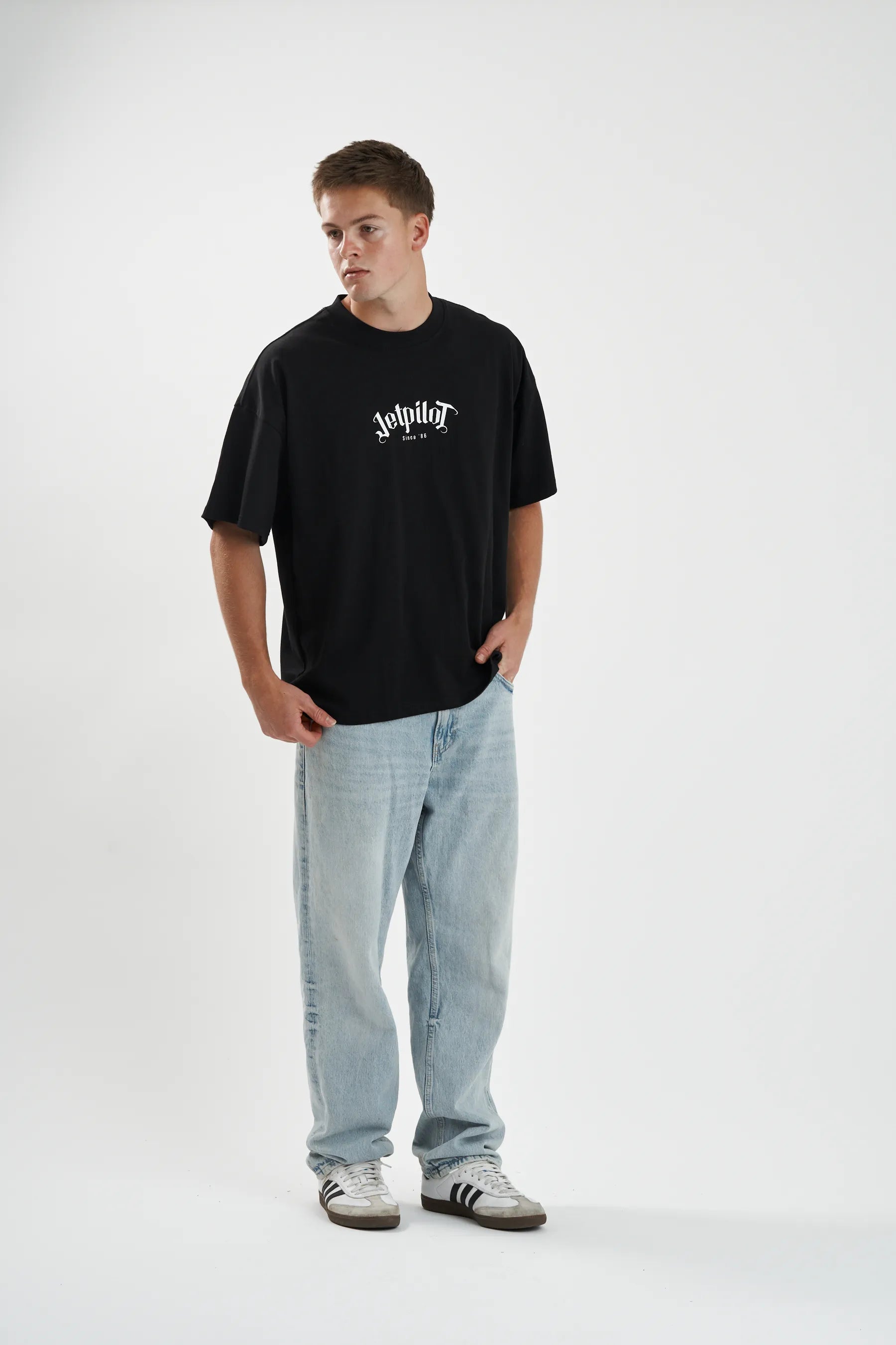 Jetpilot Plastered mens oversized graphic tee in Black — view 7 of 7