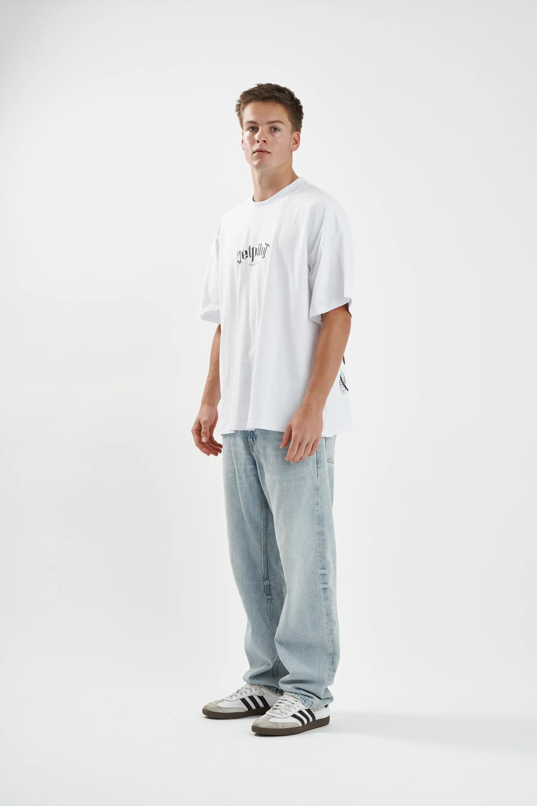 Jetpilot Plastered mens oversized graphic tee in White — view 4 of 7