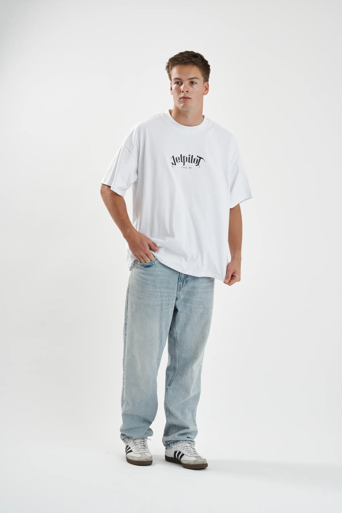 Jetpilot Plastered mens oversized graphic tee in White — view 6 of 7