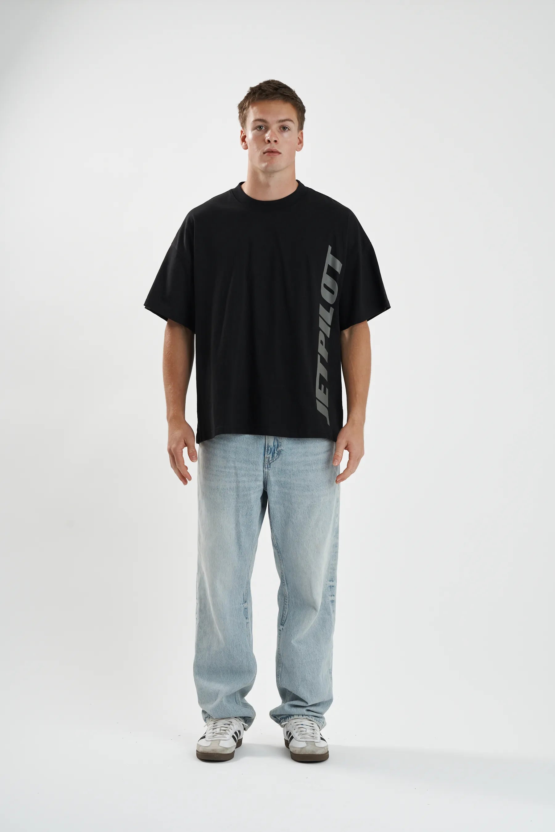 Jetpilot Seekers mens oversized graphic tee in Black — view 2 of 12