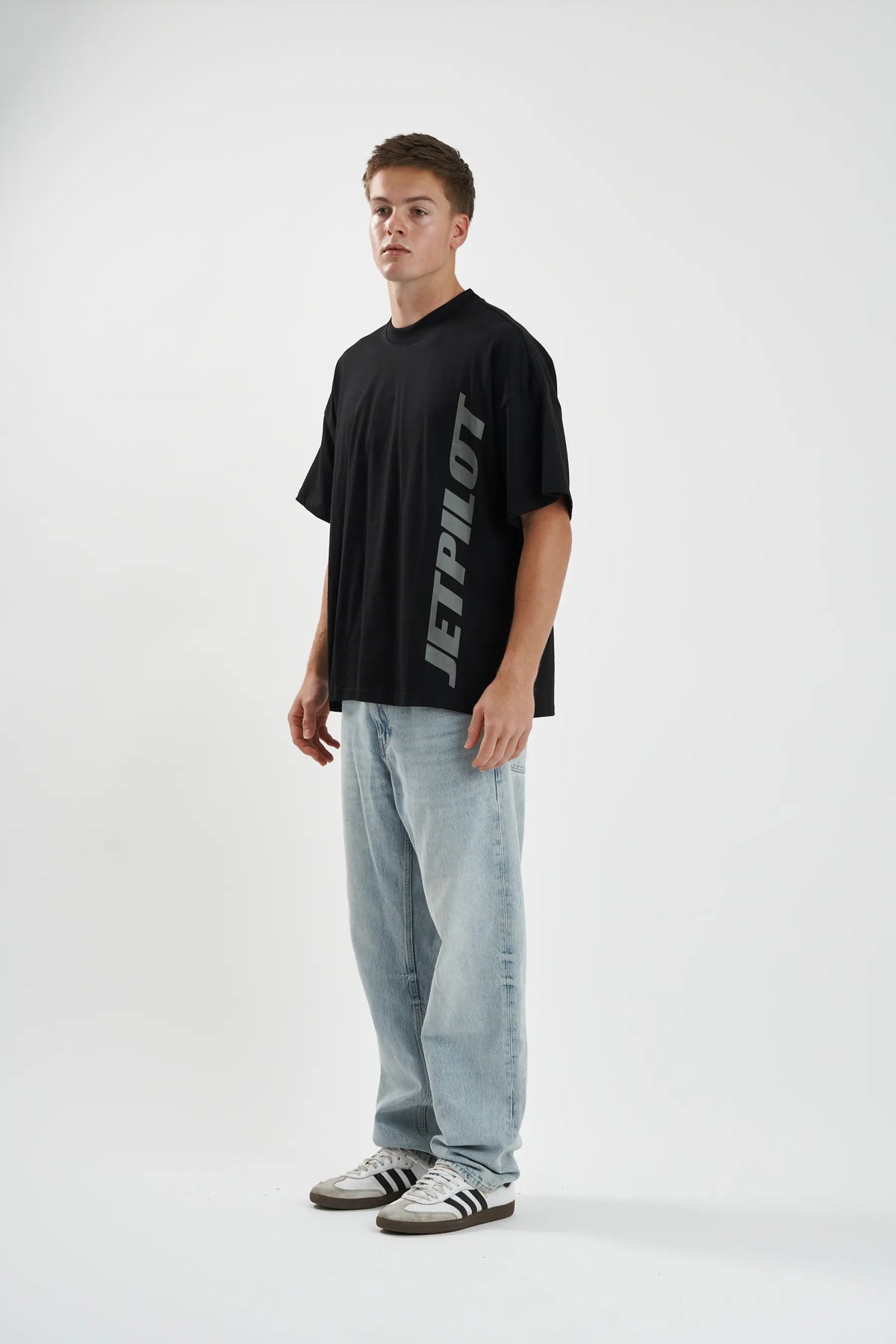 Jetpilot Seekers mens oversized graphic tee in Black — view 3 of 12