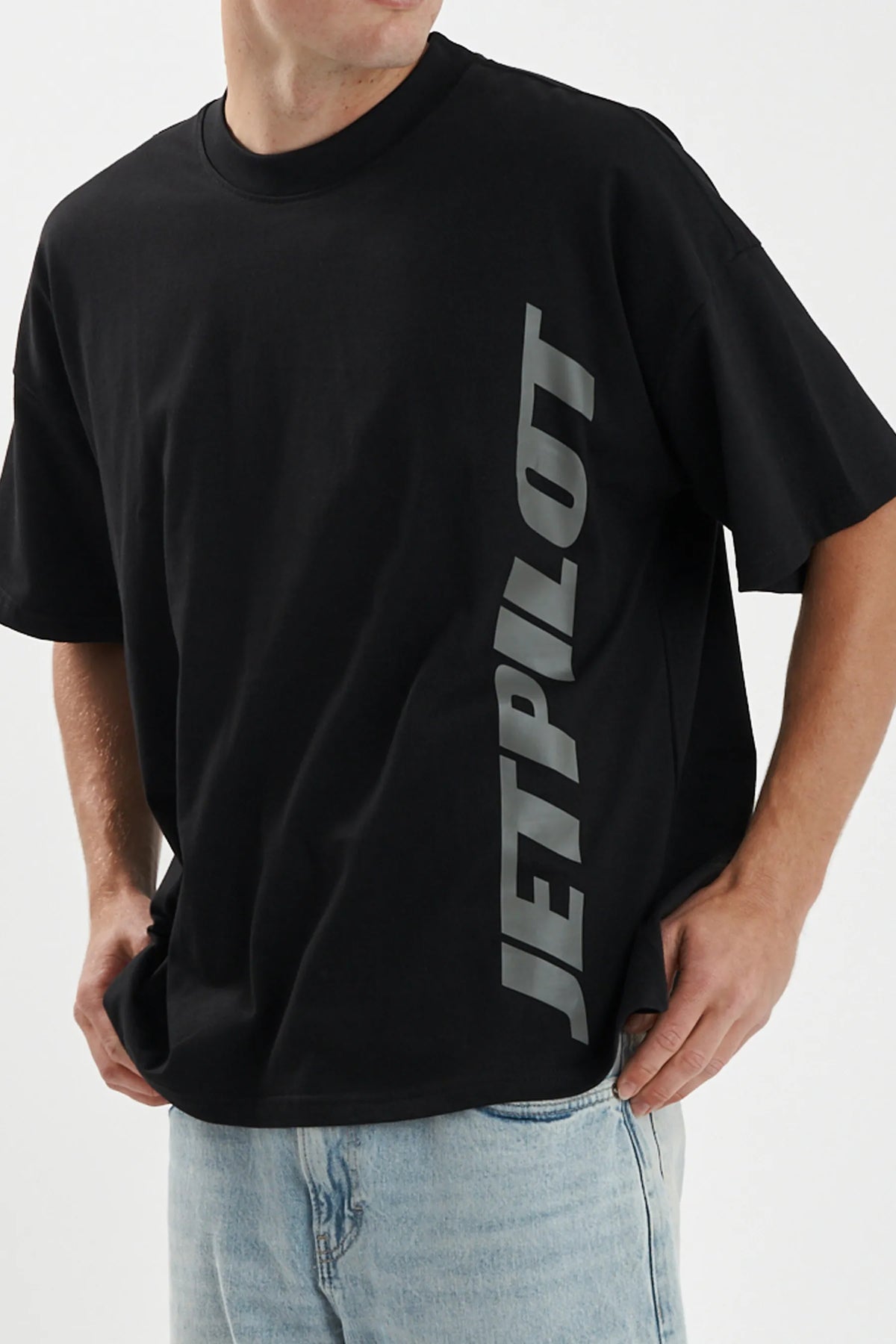 Jetpilot Seekers mens oversized graphic tee in Black — view 6 of 12