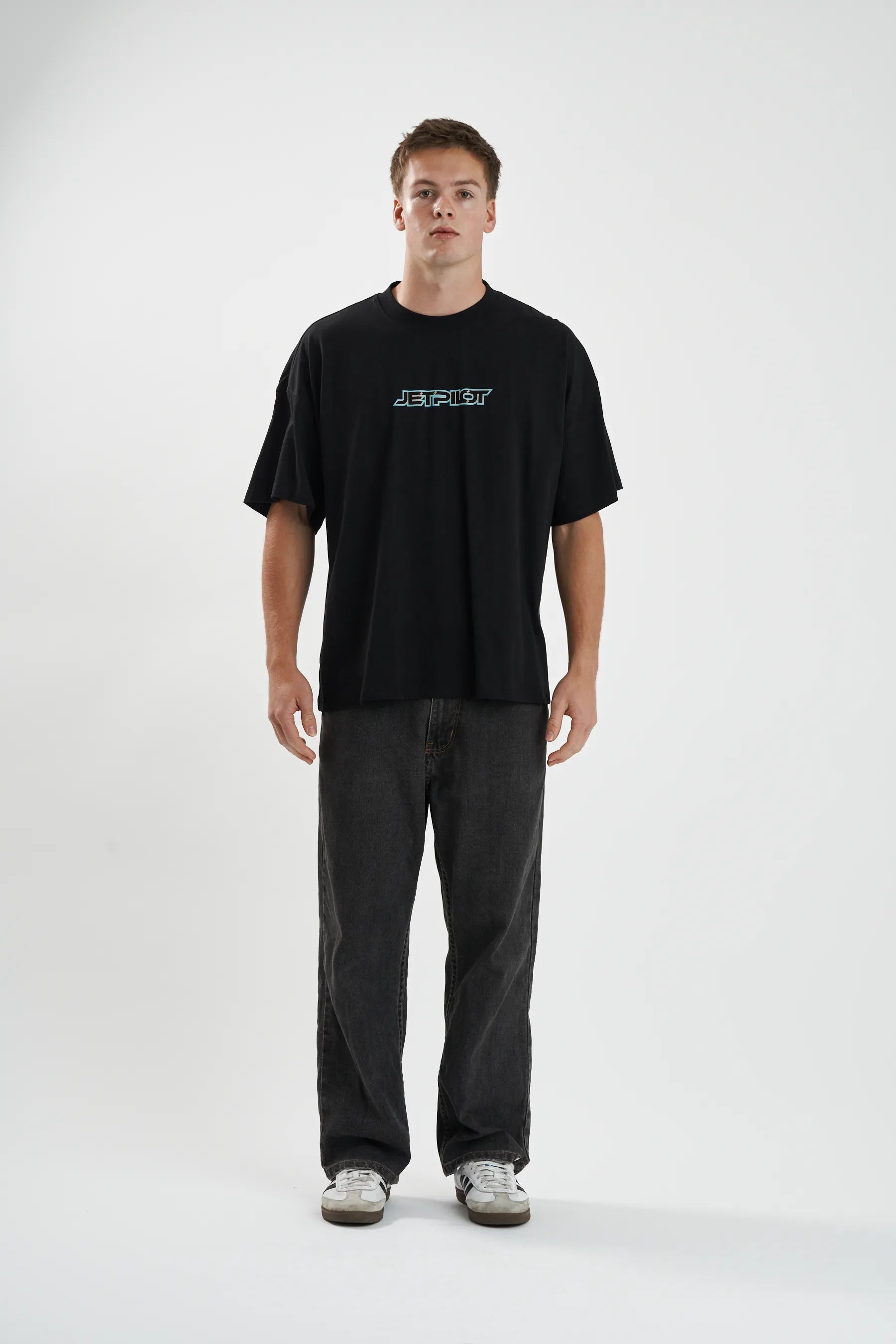 Jetpilot Stocked Up mens oversized graphic tee in Black — view 2 of 8