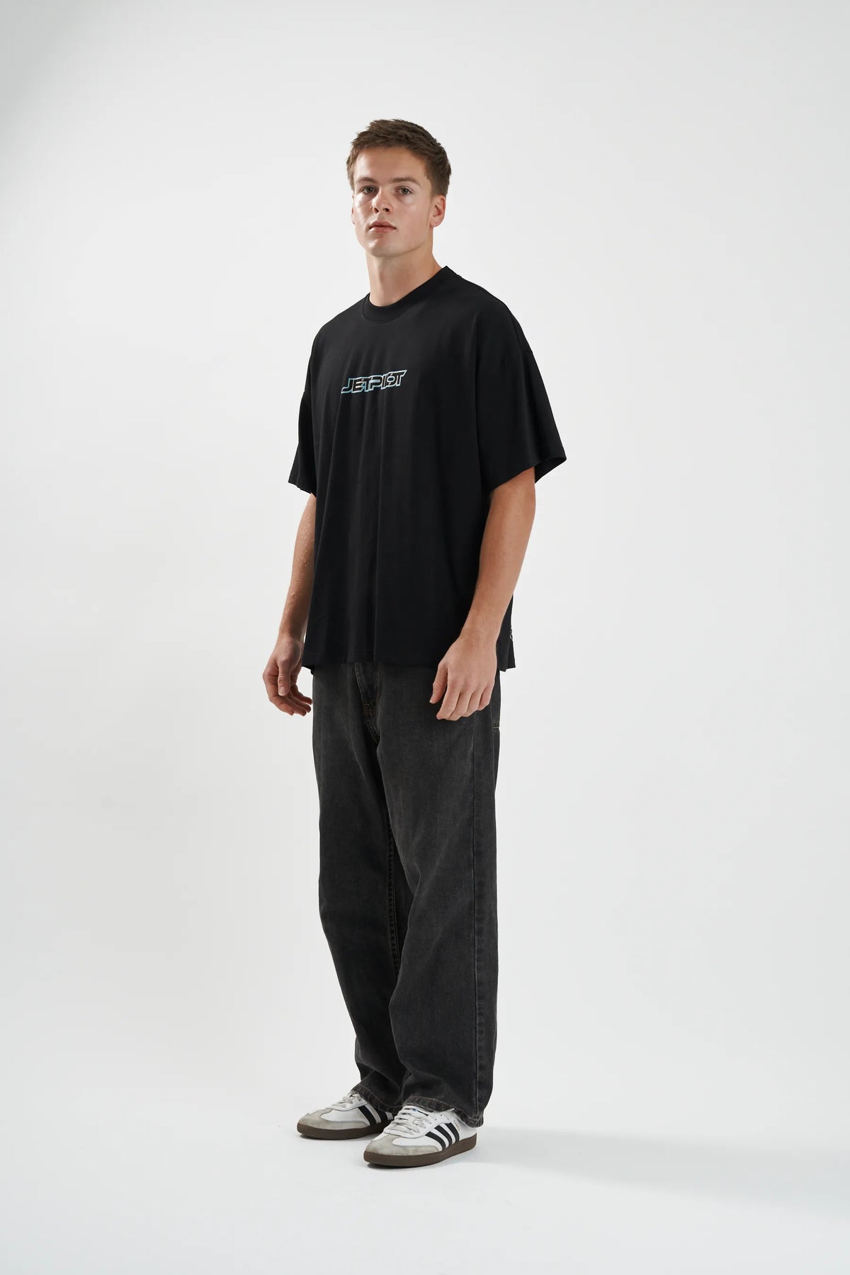 Jetpilot Stocked Up mens oversized graphic tee in Black — view 3 of 8
