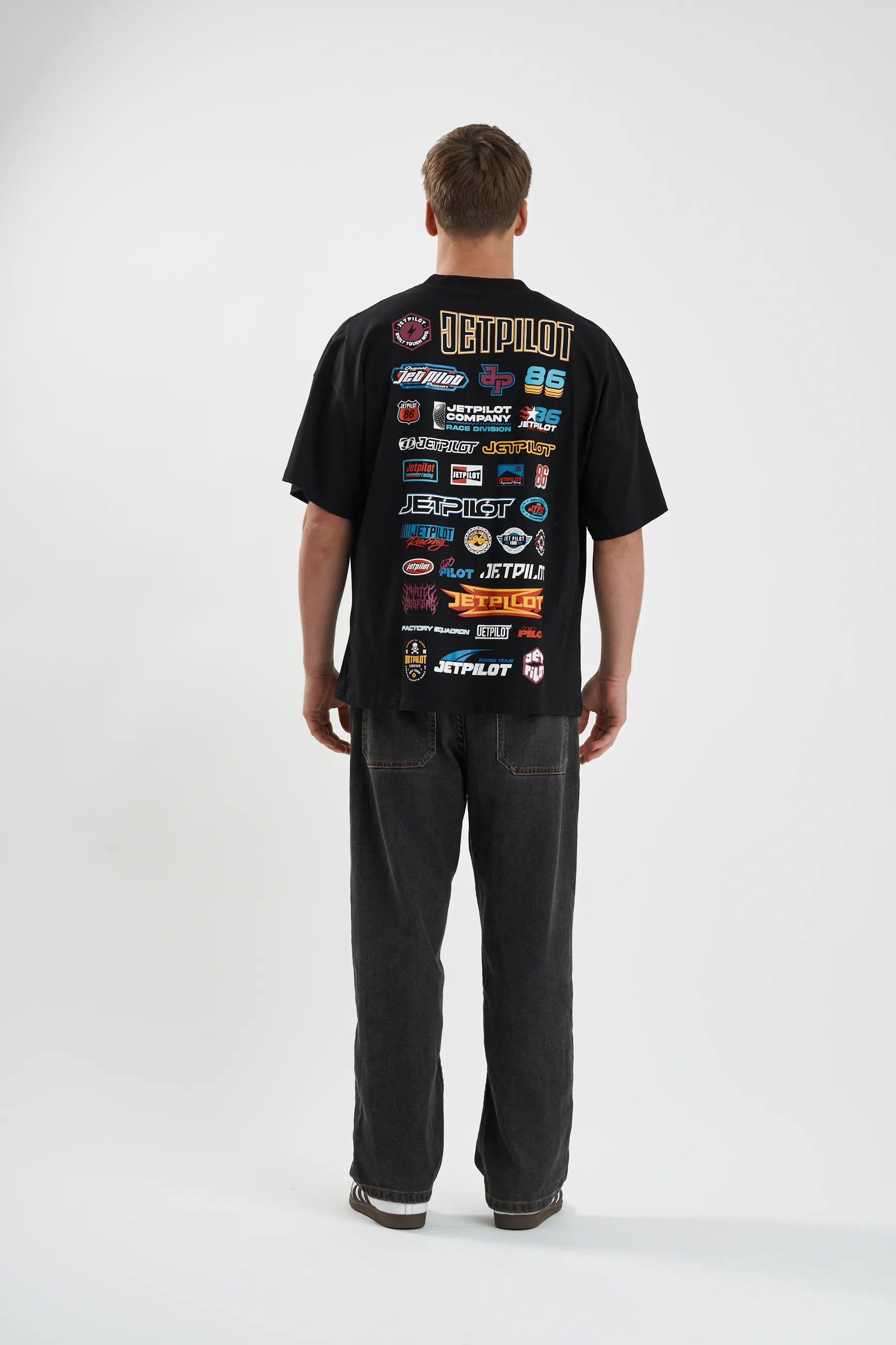 Jetpilot Stocked Up mens oversized graphic tee in Black — view 4 of 8