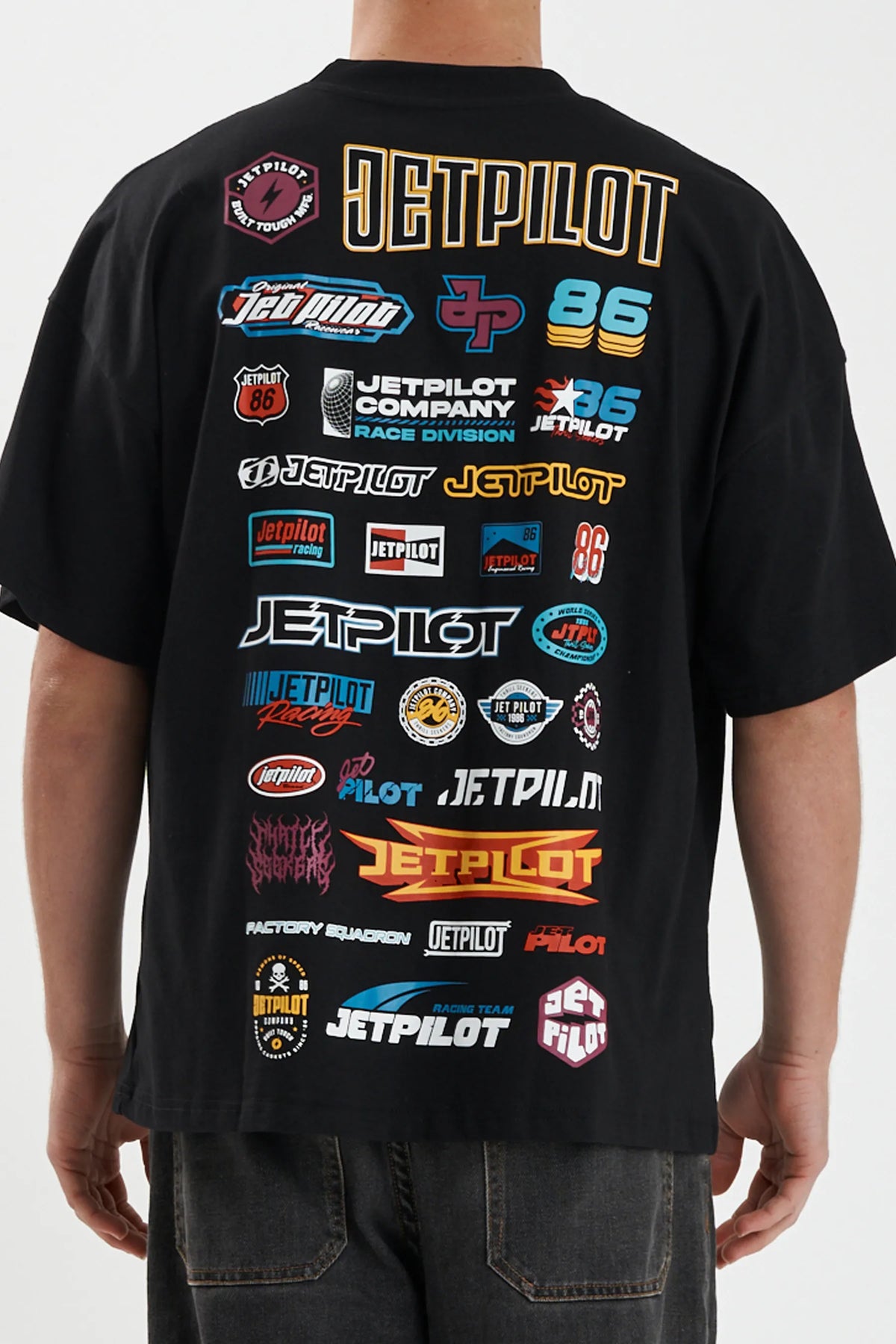 Jetpilot Stocked Up mens oversized graphic tee in Black — view 5 of 8
