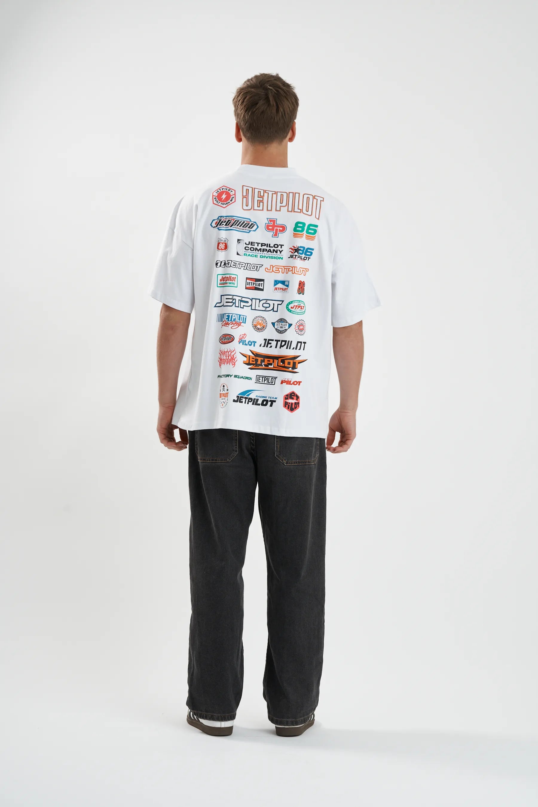 Jetpilot Stocked Up mens oversized graphic tee in White — view 4 of 8