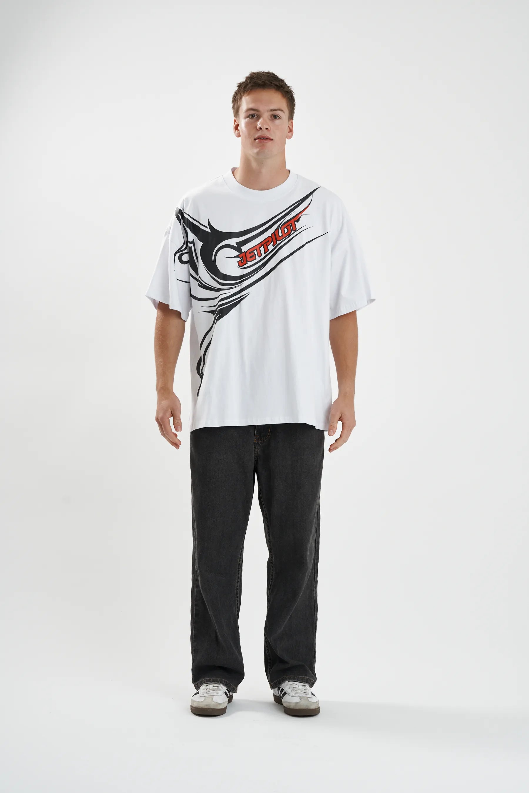 Jetpilot Sinister mens oversized graphic tee in White — view 2 of 8