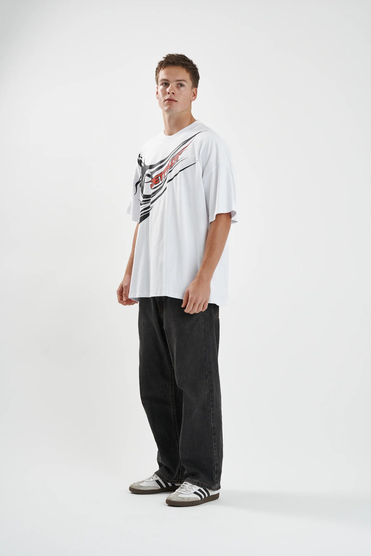 Jetpilot Sinister mens oversized graphic tee in White — view 3 of 8