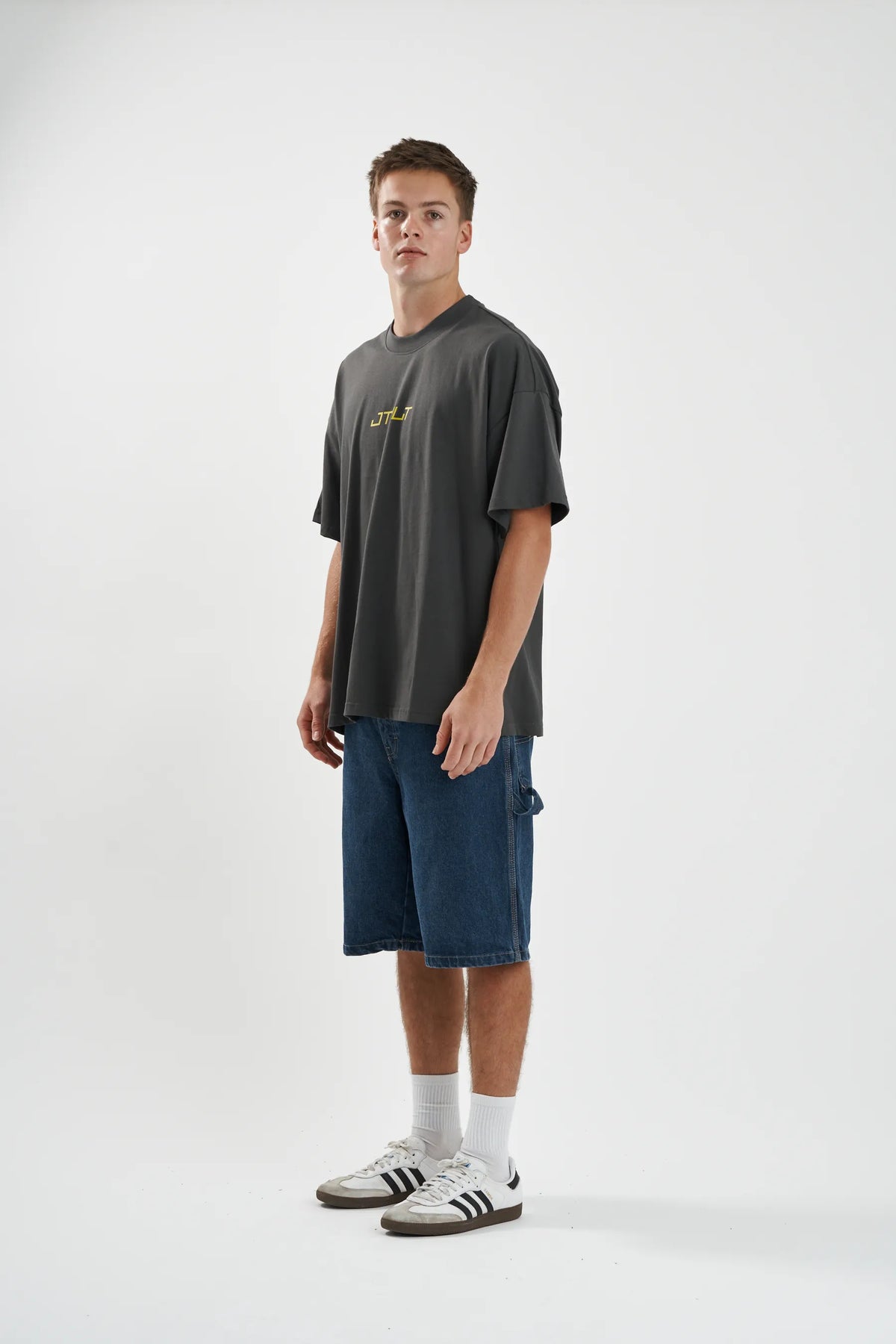 Jetpilot Vault Core mens oversized graphic tee in Grey — view 3 of 8
