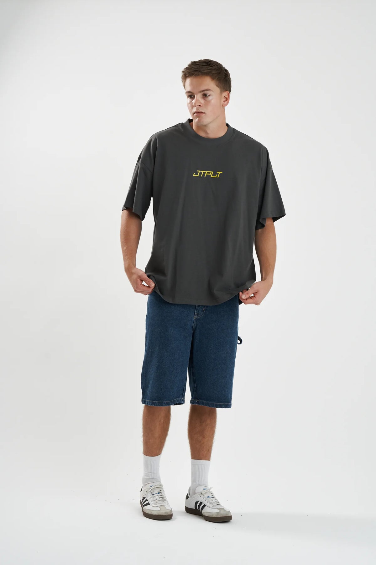 Jetpilot Vault Core mens oversized graphic tee in Grey — view 5 of 8