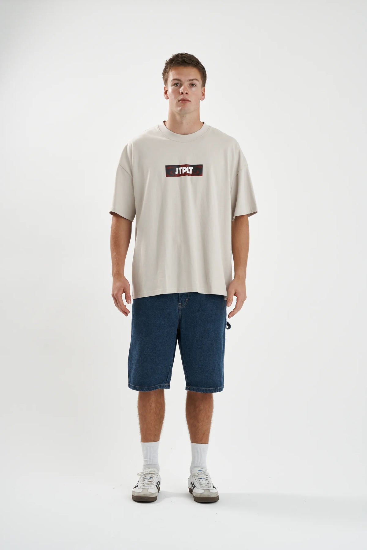 Jetpilot Spiral mens oversized graphic tee in Sand — view 3 of 11