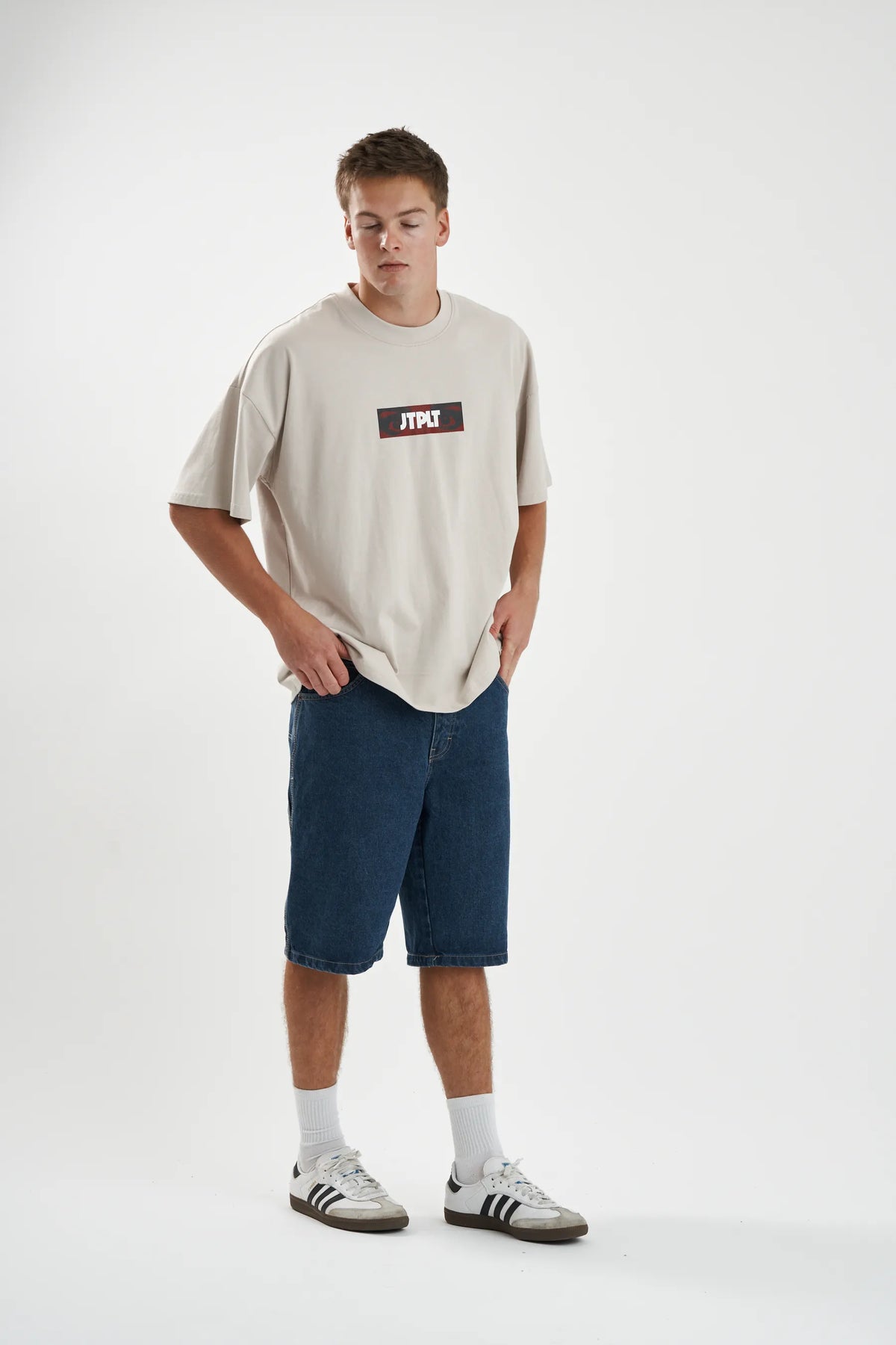 Jetpilot Spiral mens oversized graphic tee in Sand — view 7 of 11