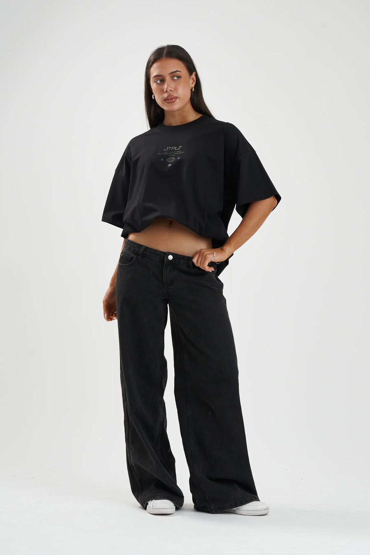 Jetpilot Vault Tech mens oversized graphic tee in Black — view 9 of 12