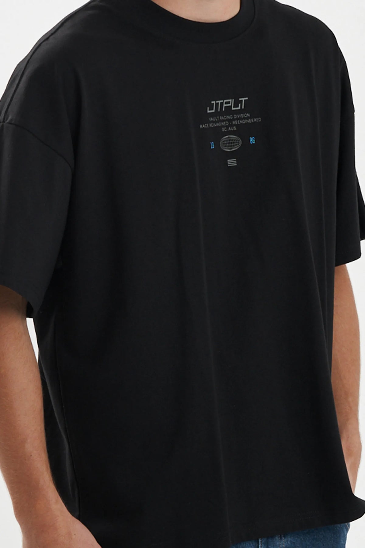 Jetpilot Vault Tech mens oversized graphic tee in Black — view 6 of 12