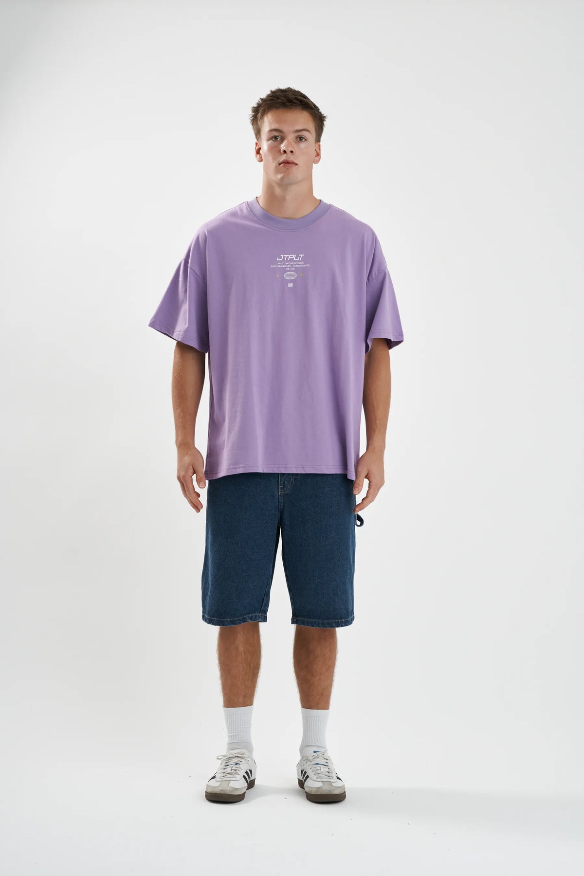 Jetpilot Vault Tech mens oversized graphic tee in Purple — view 3 of 13