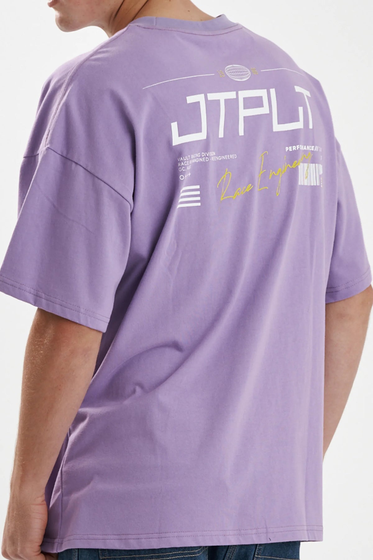 Jetpilot Vault Tech mens oversized graphic tee in Purple — view 8 of 13