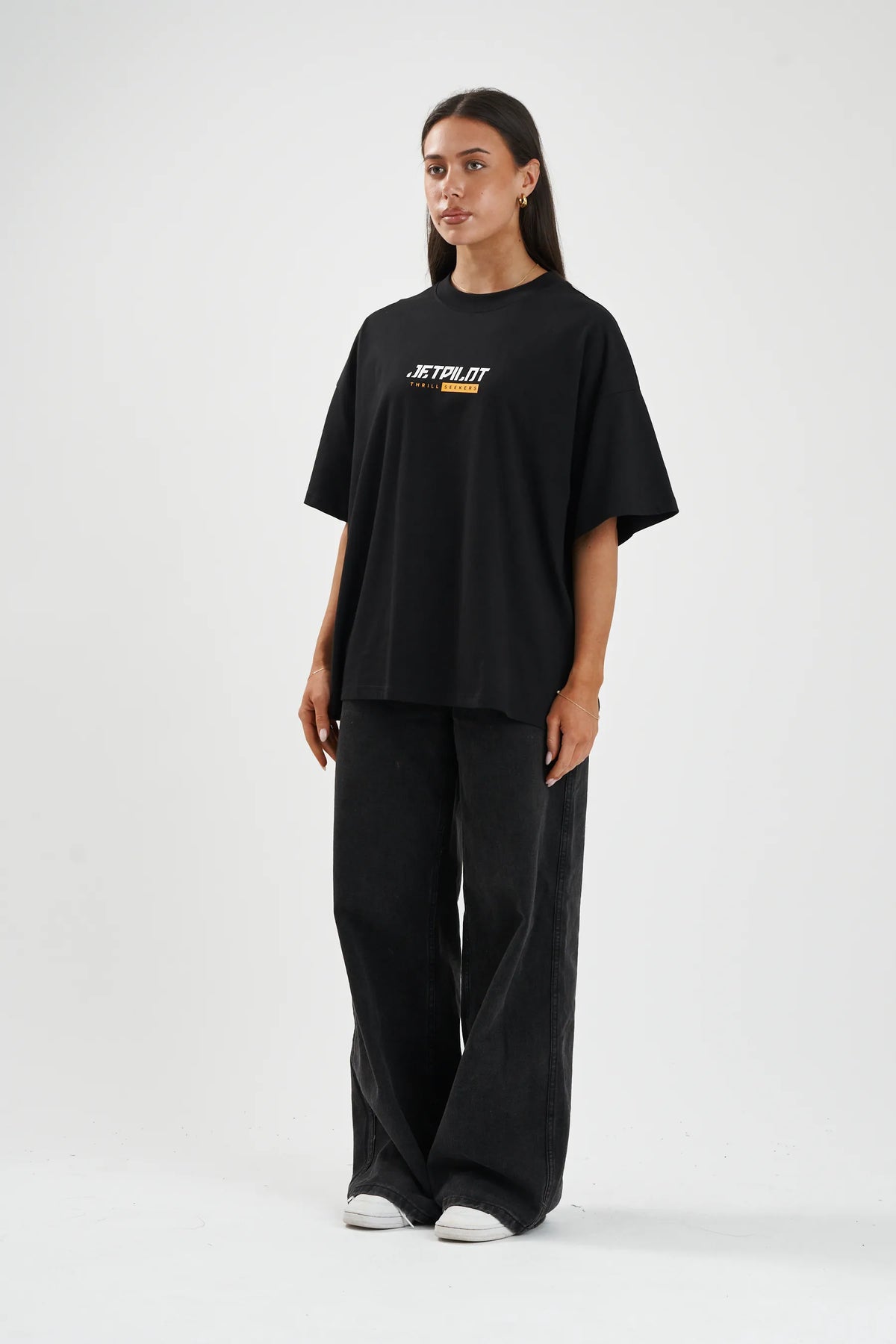 Jetpilot 86 Worldwide mens oversized graphic tee in Black — view 12 of 13