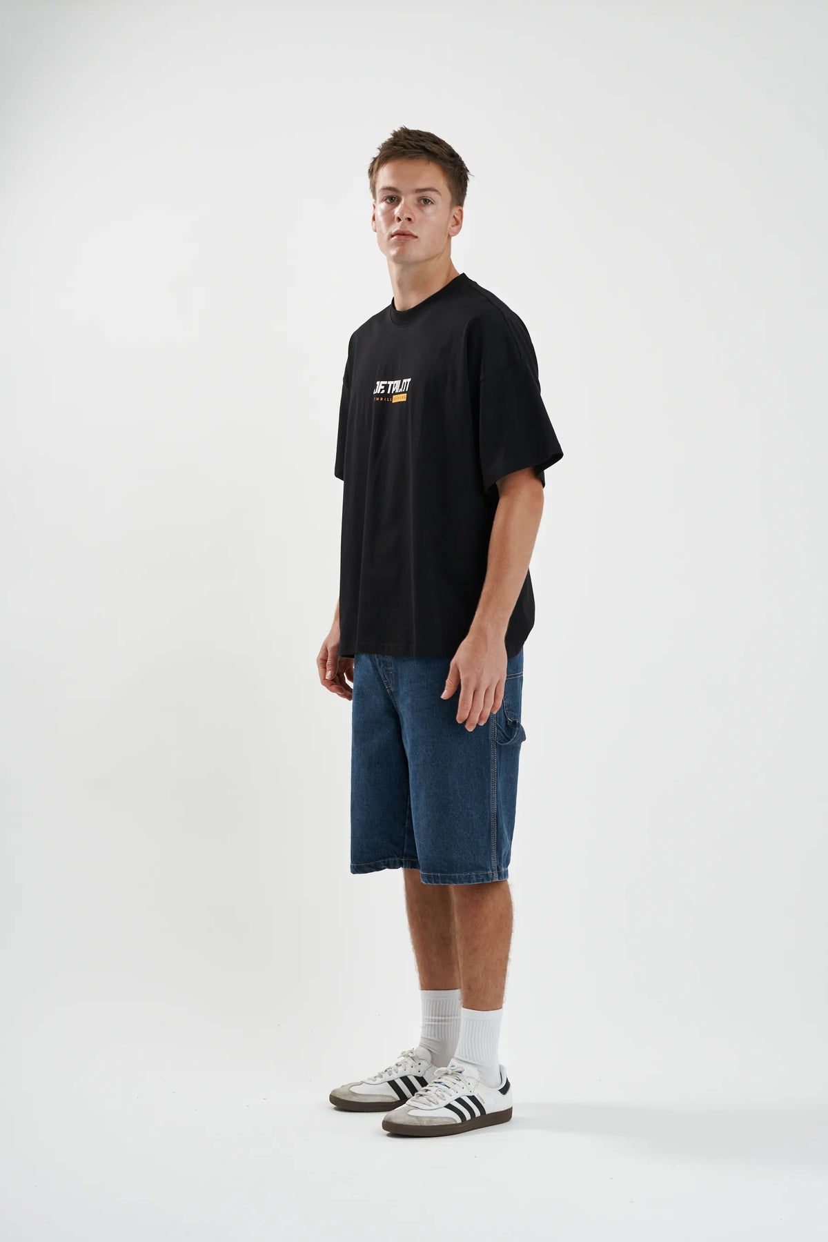 Jetpilot 86 Worldwide mens oversized graphic tee in Black — view 5 of 13